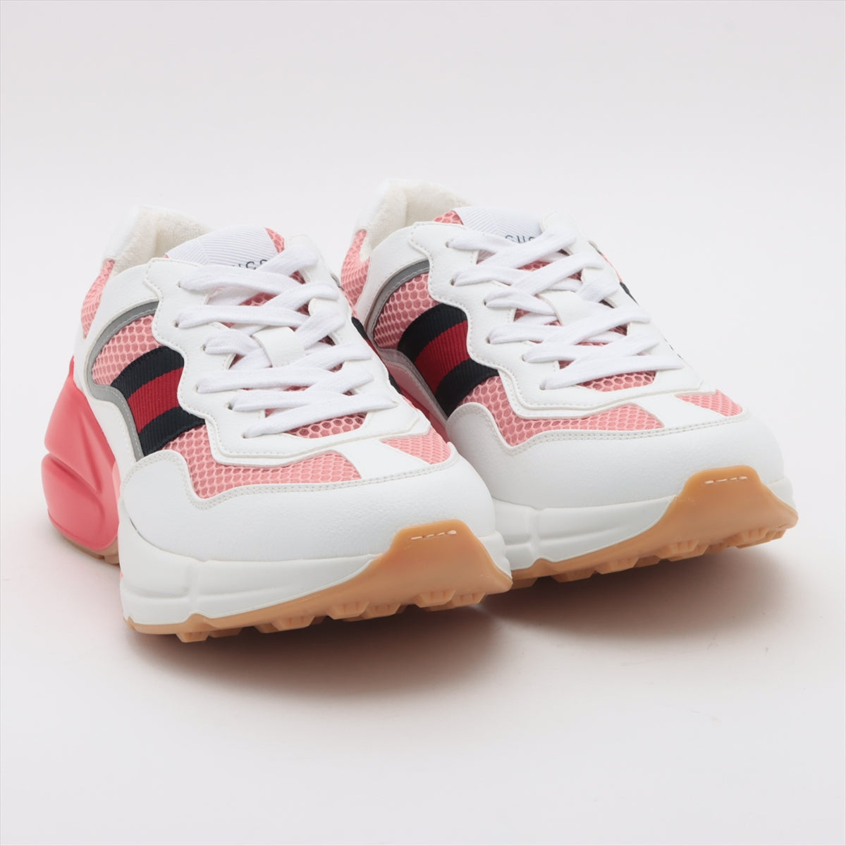 Gucci Righton Leather Sneakers 37 Ladies' White x pink Sherry Line