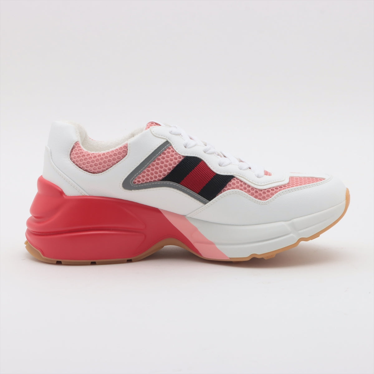 Gucci Righton Leather Sneakers 37 Ladies' White x pink Sherry Line
