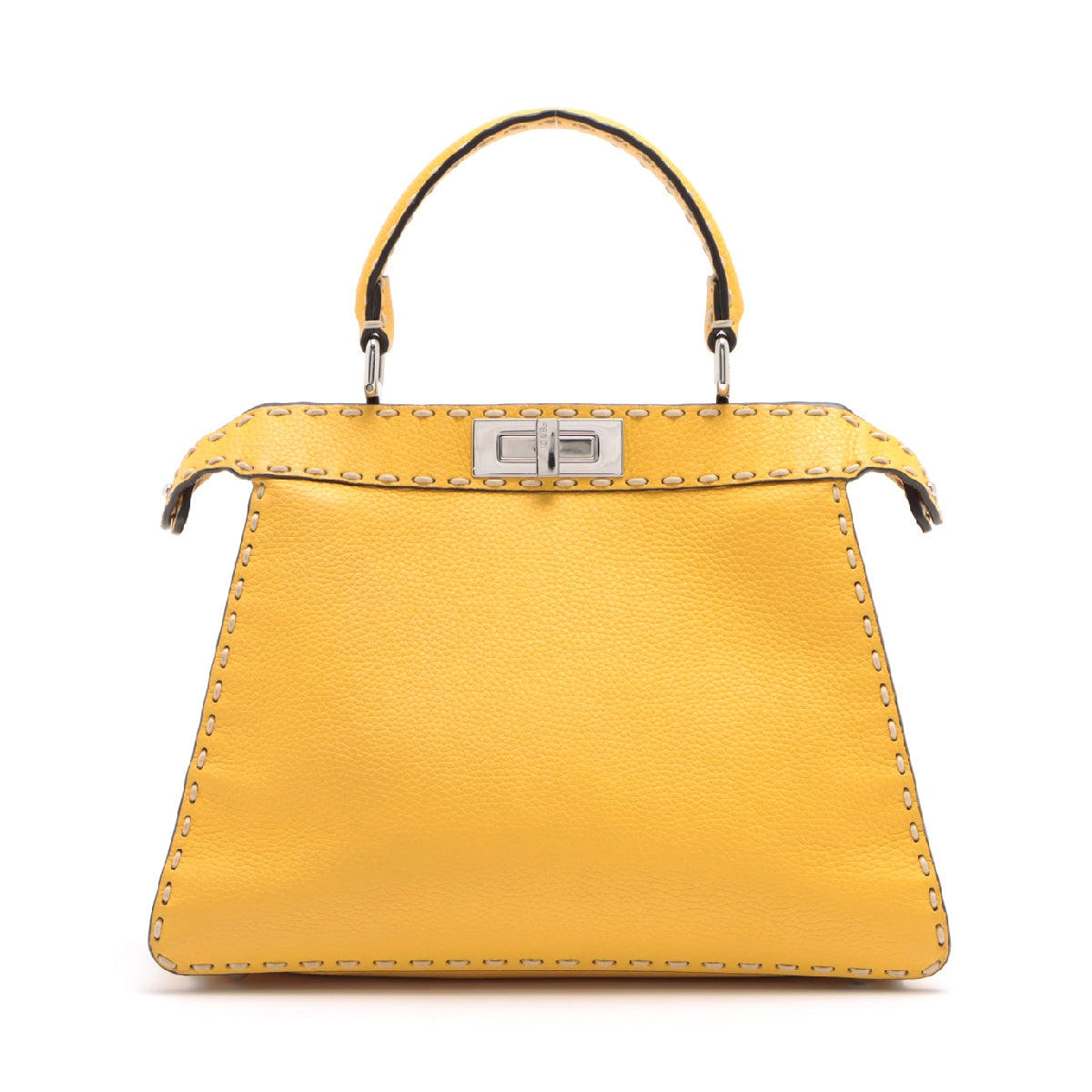 Fendi Selleria Peek-a-boo ICU Co., Ltd. Medium Leather 2way handbag Yellow 8BN321