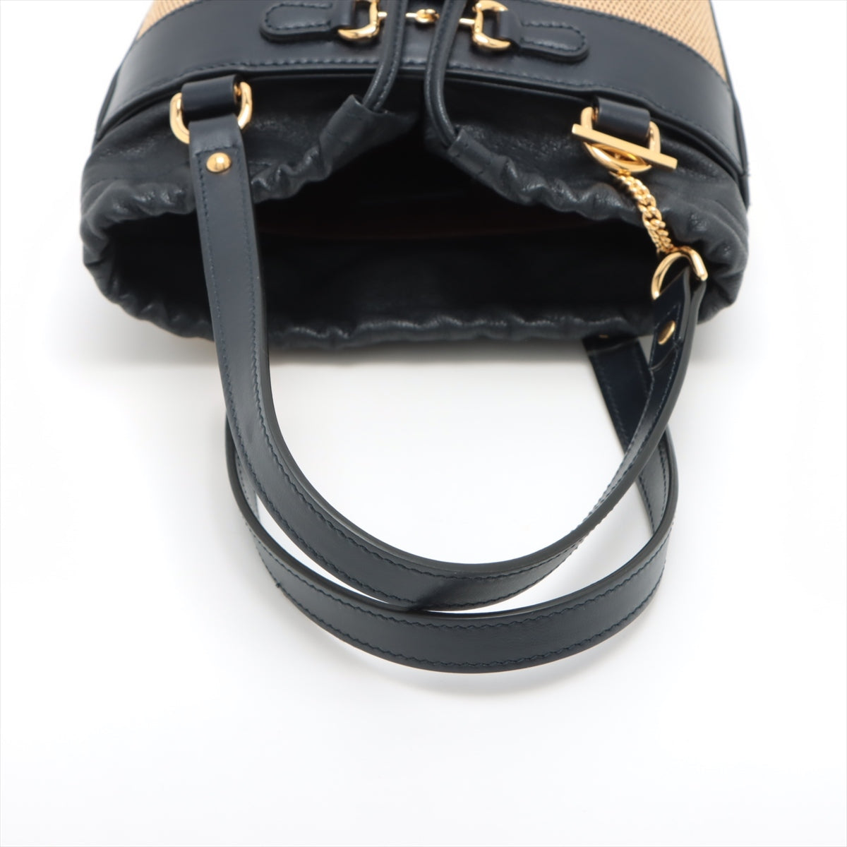 Gucci Horsebit Canvas & leather Hand bag Black 637115