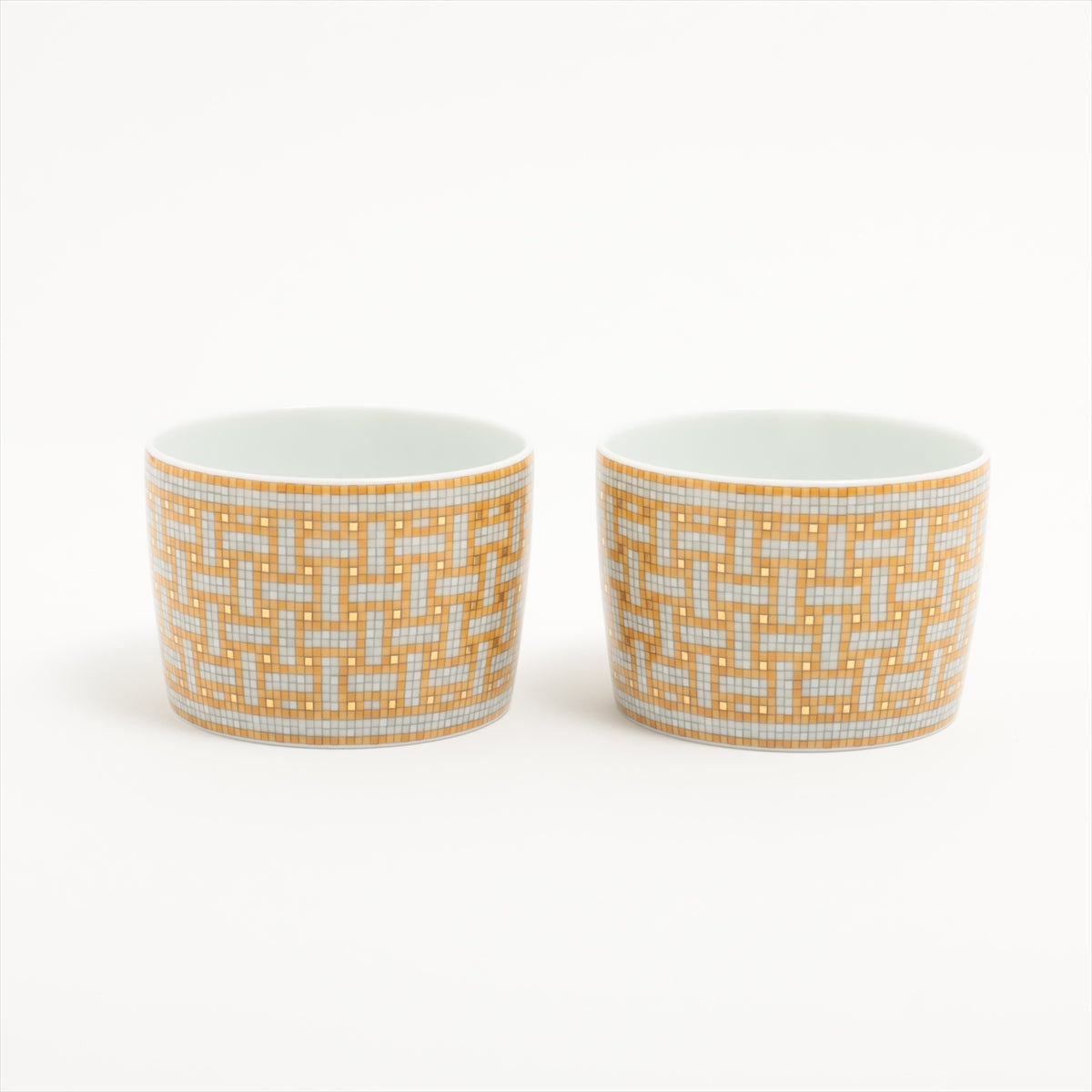 Hermès Mosaic Van Quatre cup and saucer Ceramic Yellow Set of 2 customers