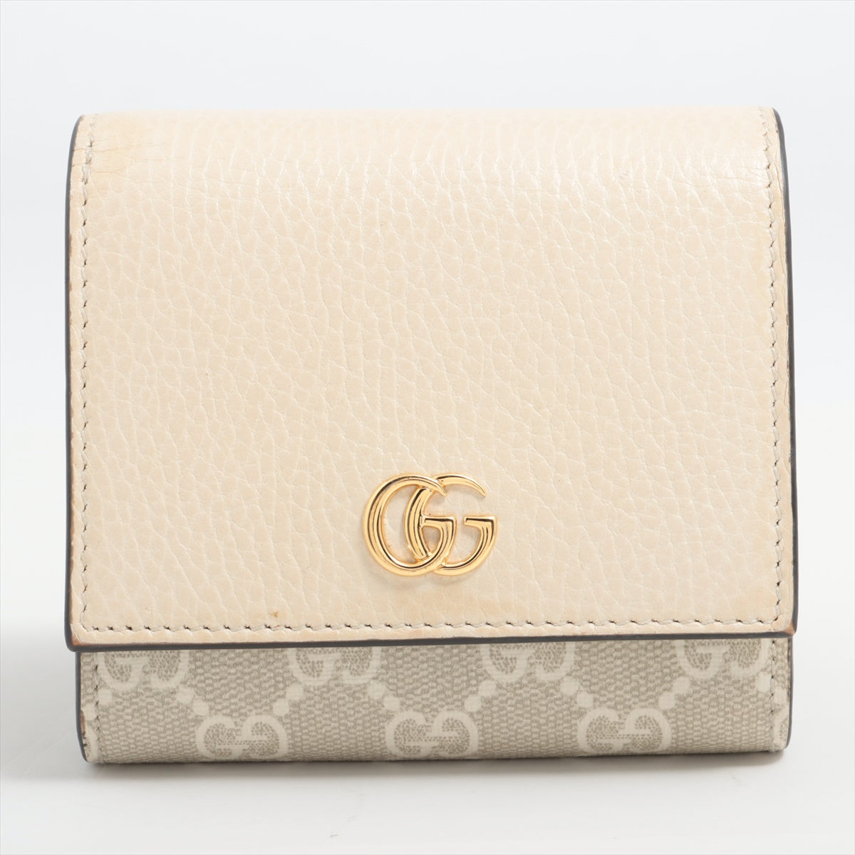 Gucci GG Marmont 598587 PVC & leather Compact Wallet Ivory x beige