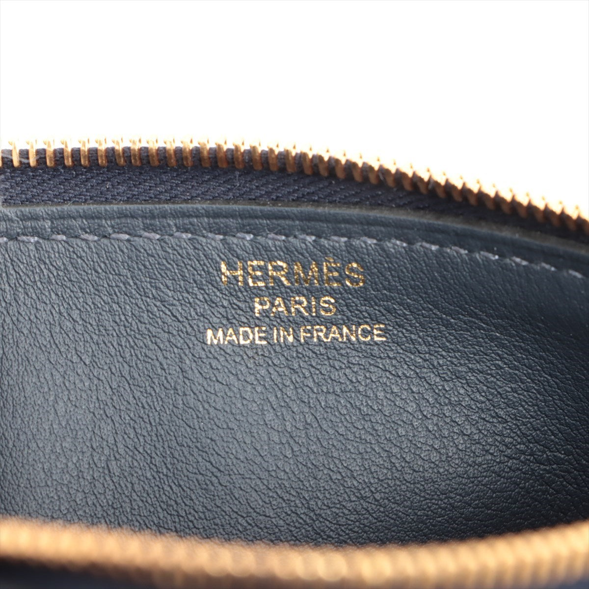 Hermès Zip Ango Ever color Pouch Navy blue Gold Metal fittings B: 2023