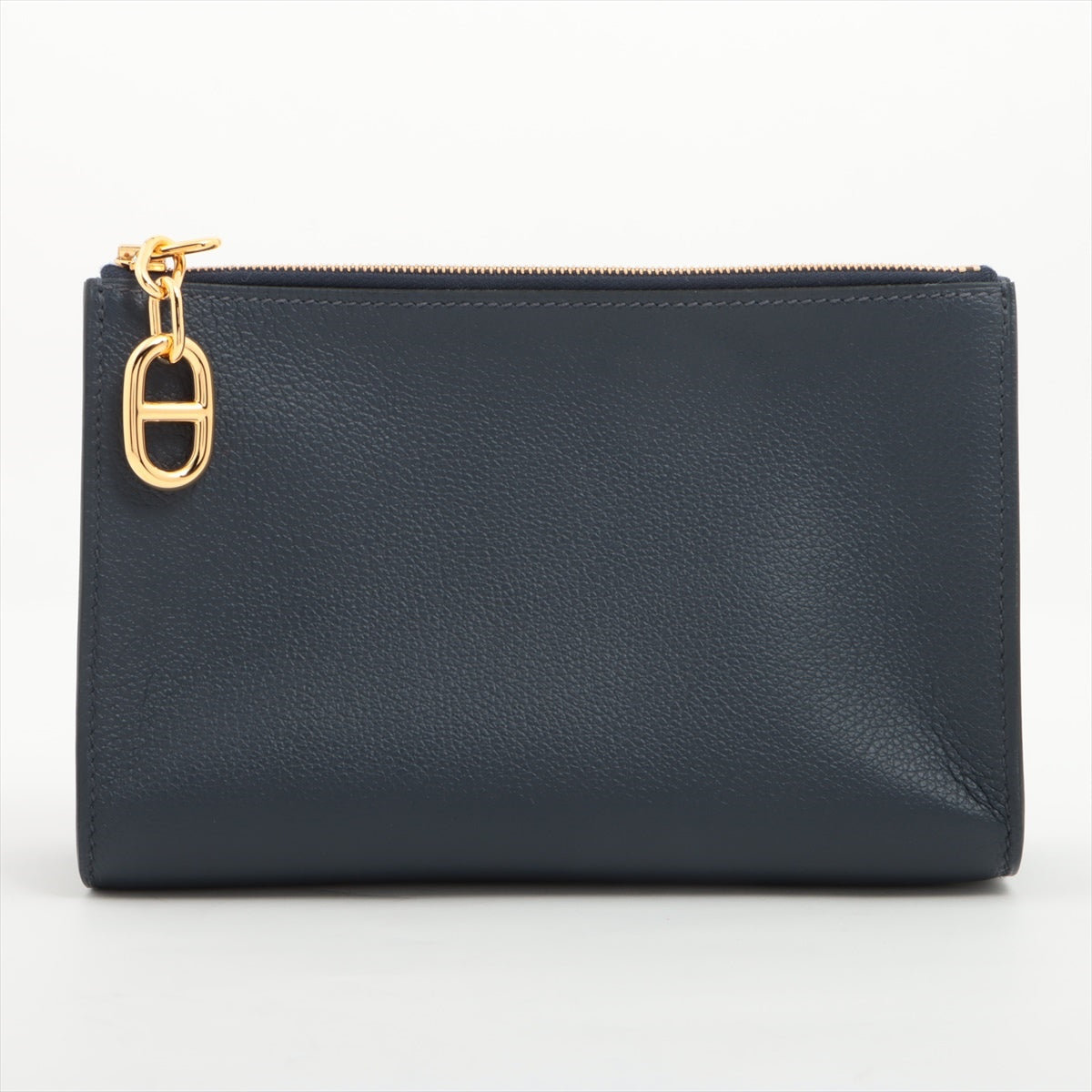 Hermès Zip Ango Ever color Pouch Navy blue Gold Metal fittings B: 2023