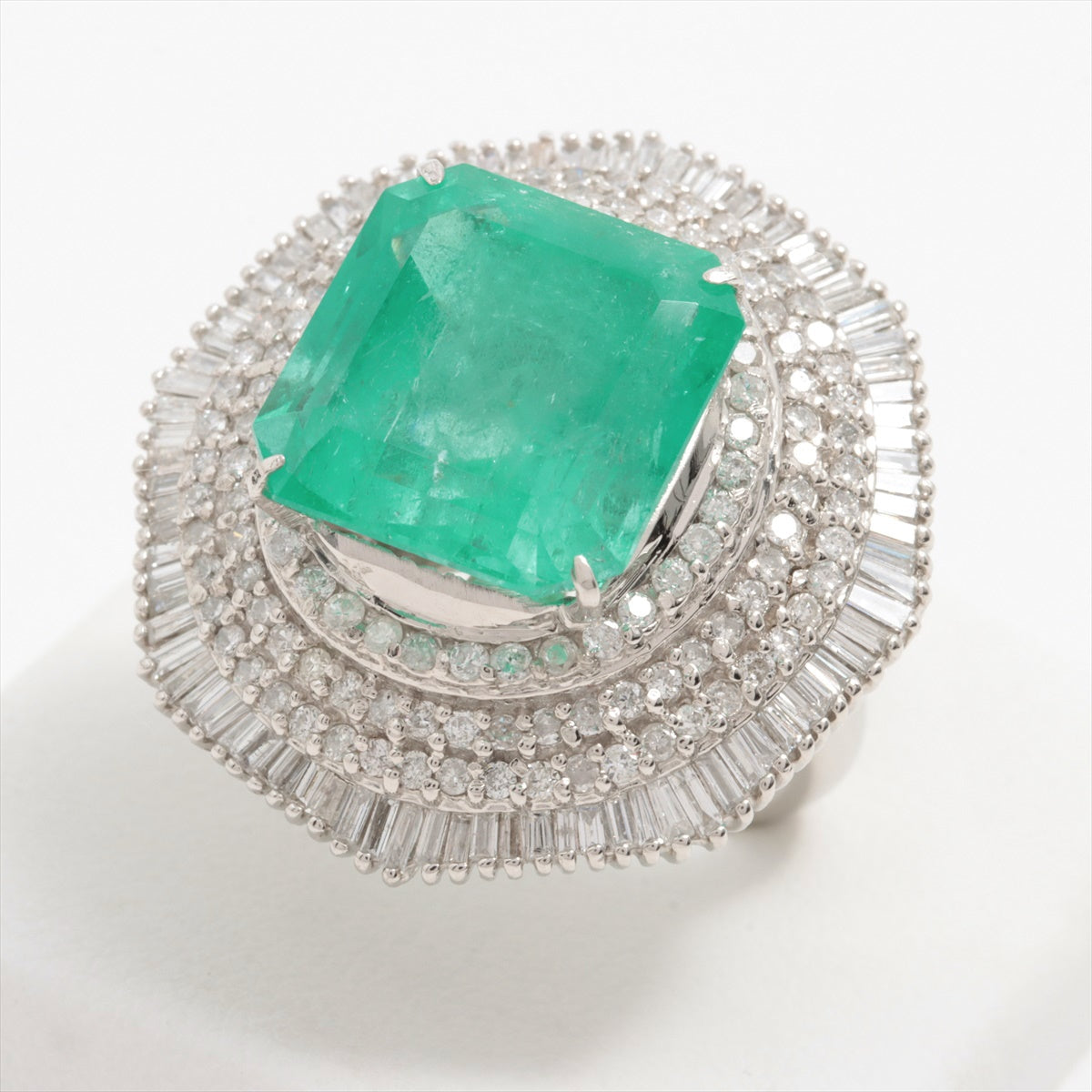 Emerald diamond rings Pt900 20.4g 10.4 2.01