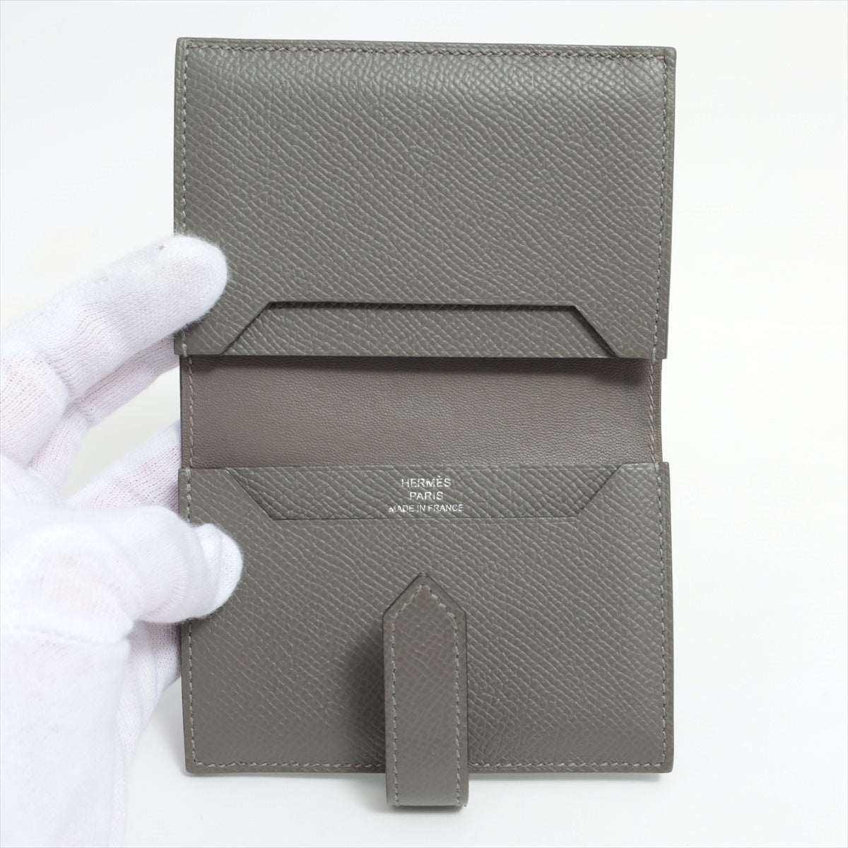 Hermès Bearn Mini Veau Epsom Coin case Grey Silver Metal fittings U: 2022