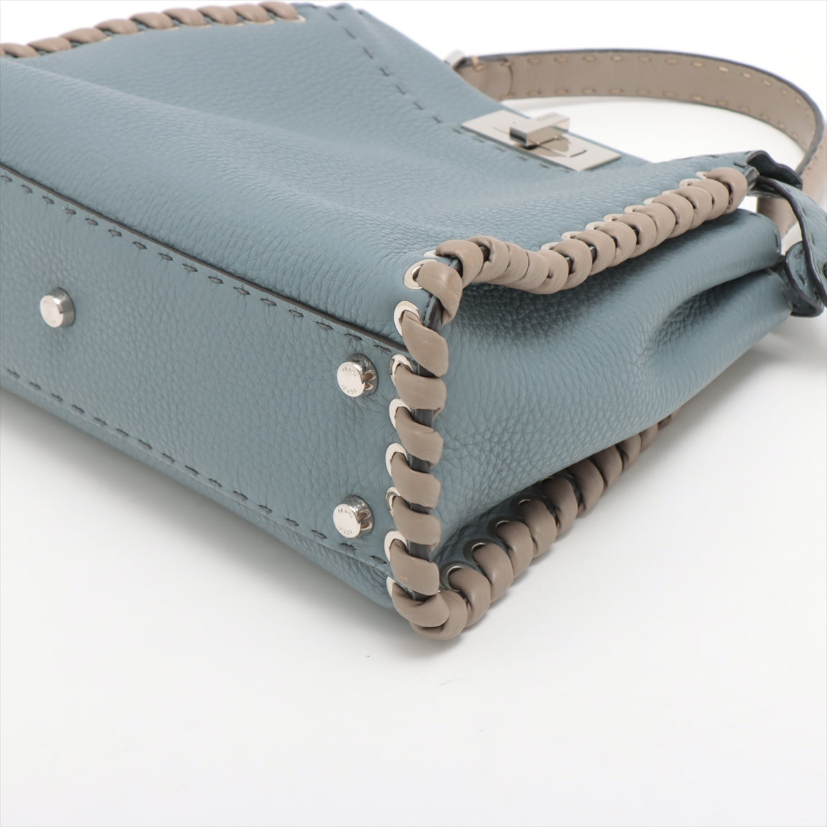 Fendi PEEKABOO REGULAR Selleria Leather 2way handbag Blue 8BN290