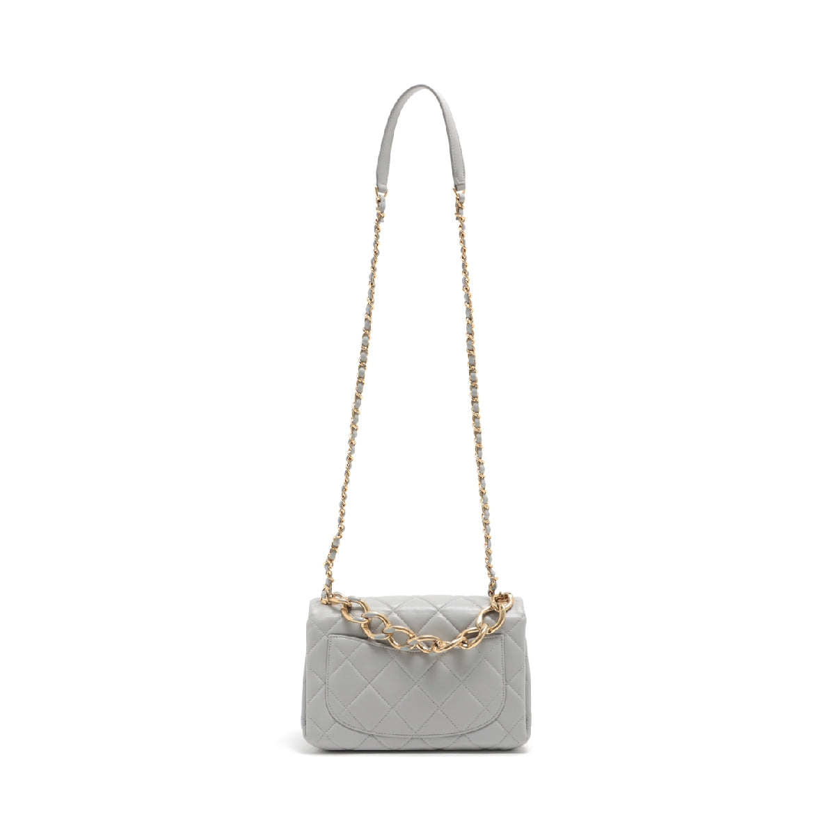 Chanel Matelasse Lambskin Chain shoulder bag Grey Gold Metal fittings There is an IC chip