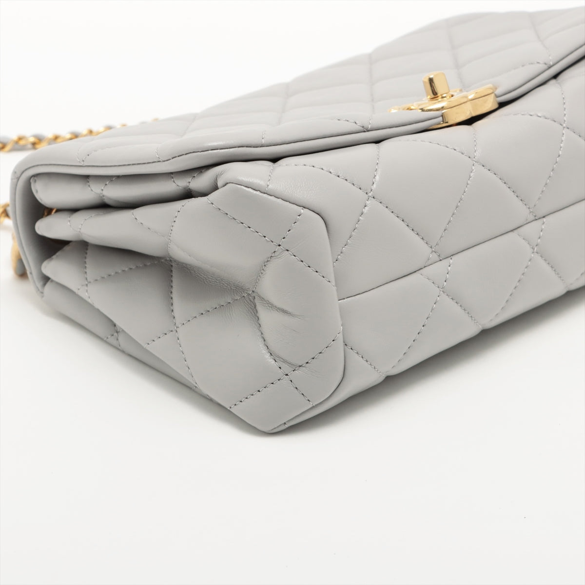 Chanel Matelasse Lambskin Chain shoulder bag Grey Gold Metal fittings There is an IC chip