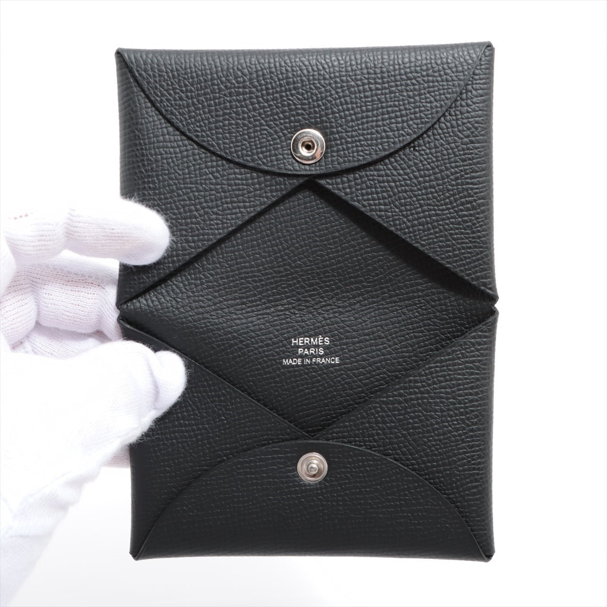 Hermès Calvi Veau Epsom Card Case Black Silver Metal fittings U: 2022
