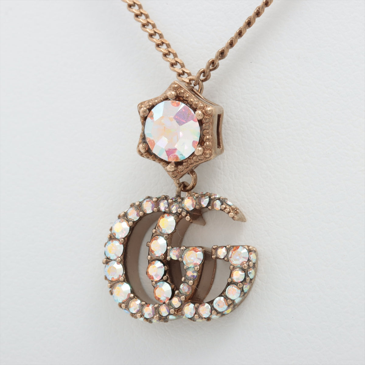 Gucci GG Necklace GP×inestone Gold Crystal