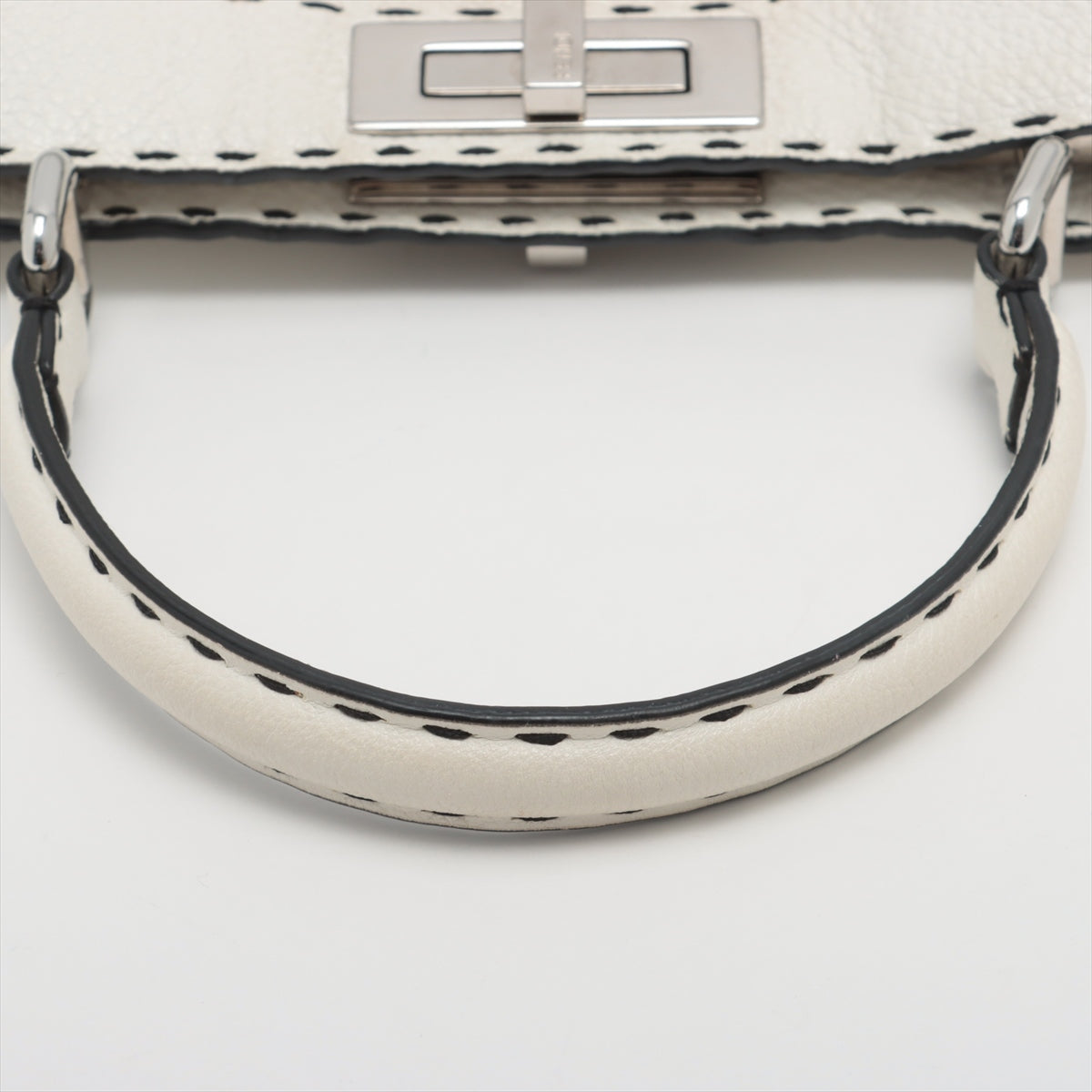 Fendi Selleria Peek-a-boo ICU Co., Ltd. Medium Leather 2way handbag Black × White 8BN321