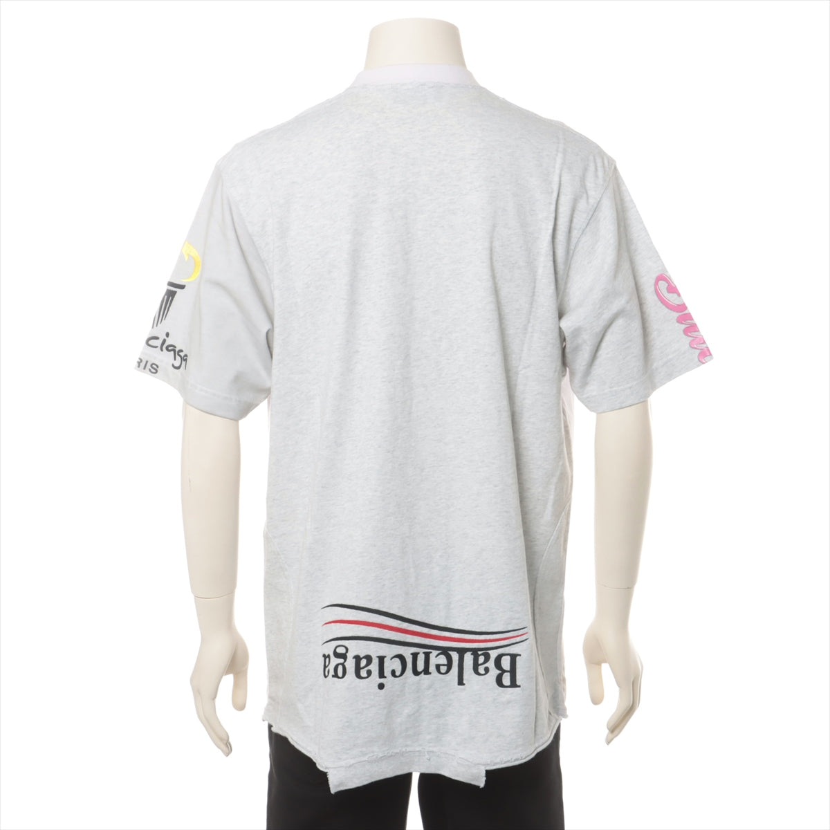 Balenciaga 22 years Cotton T-shirt L Men's Pink x gray  698811 Crash processing UPSIDE DOWN