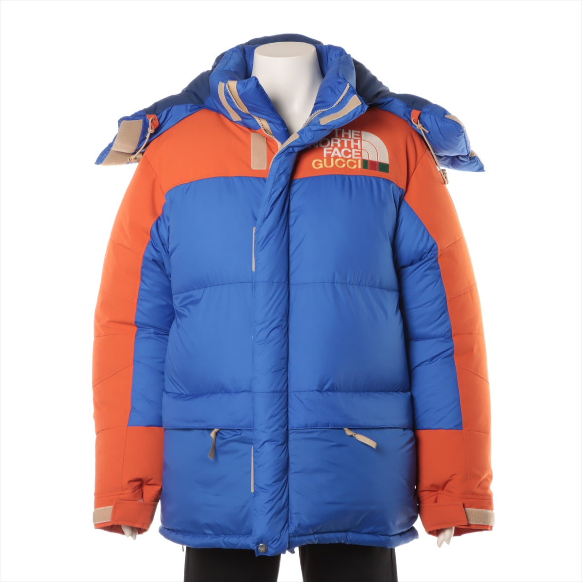 Gucci x North Face Polyester & Nylon Down jacket M Men's Blue x orange  663895