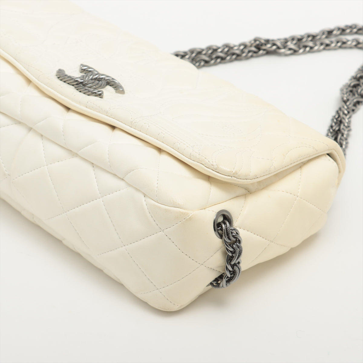 Chanel Matelasse Lambskin Single flap Double chain bag Kremlin palace White Silver Metal fittings 12XXXXXX