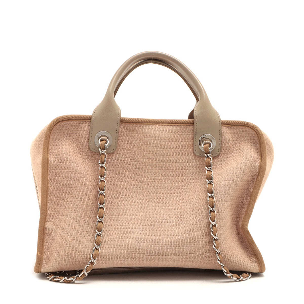 Chanel Deauville Canvas & leather 2way handbag Beige Silver Metal fittings 20XXXXXX