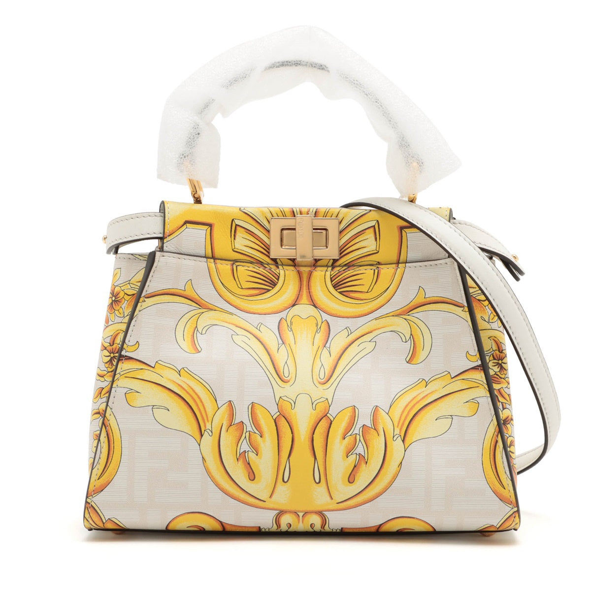 Fendi x Versace Mini Peek-a-boo Leather 2way handbag White 8BN244