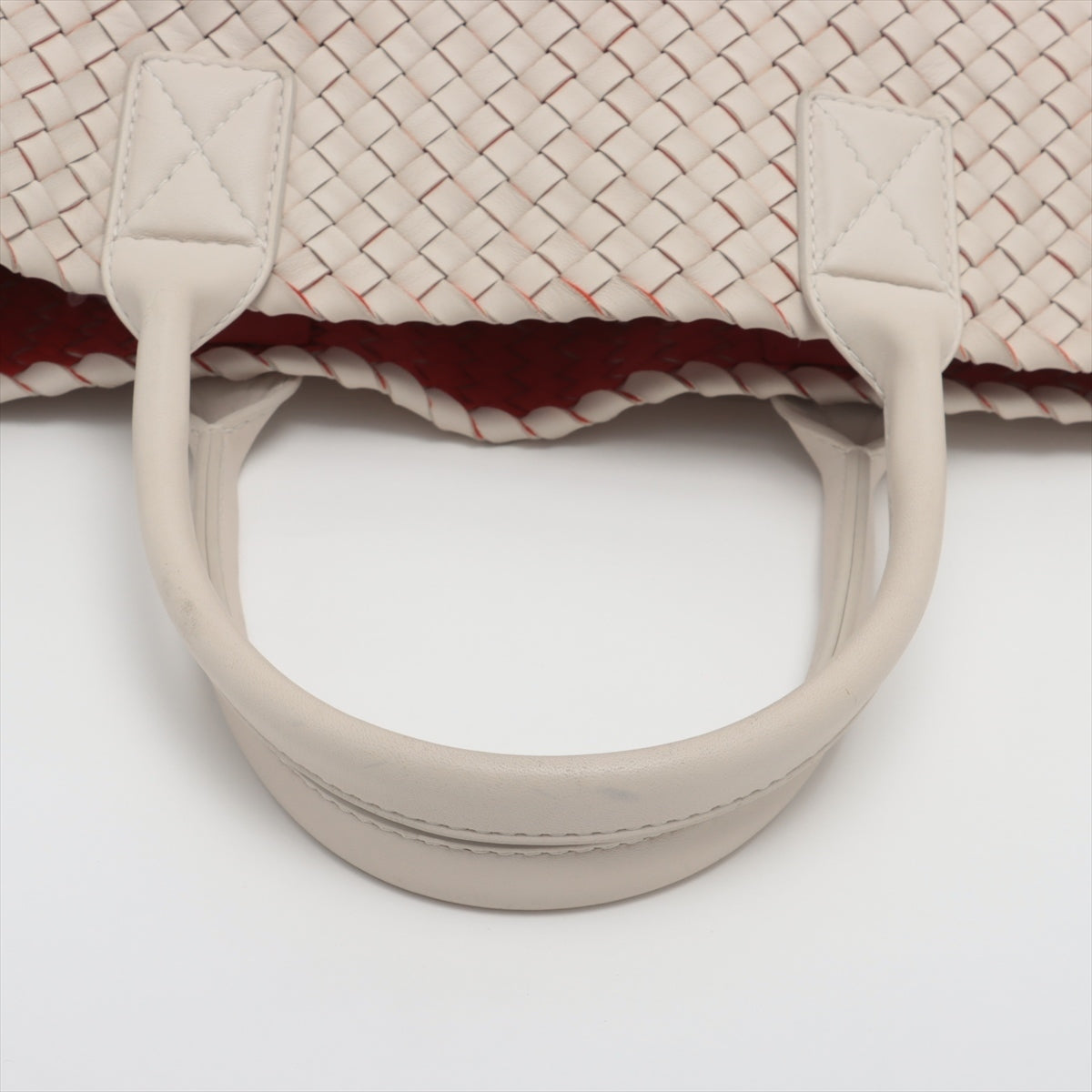 Bottega Veneta Intrecciato Cabas Leather Tote bag Red x white