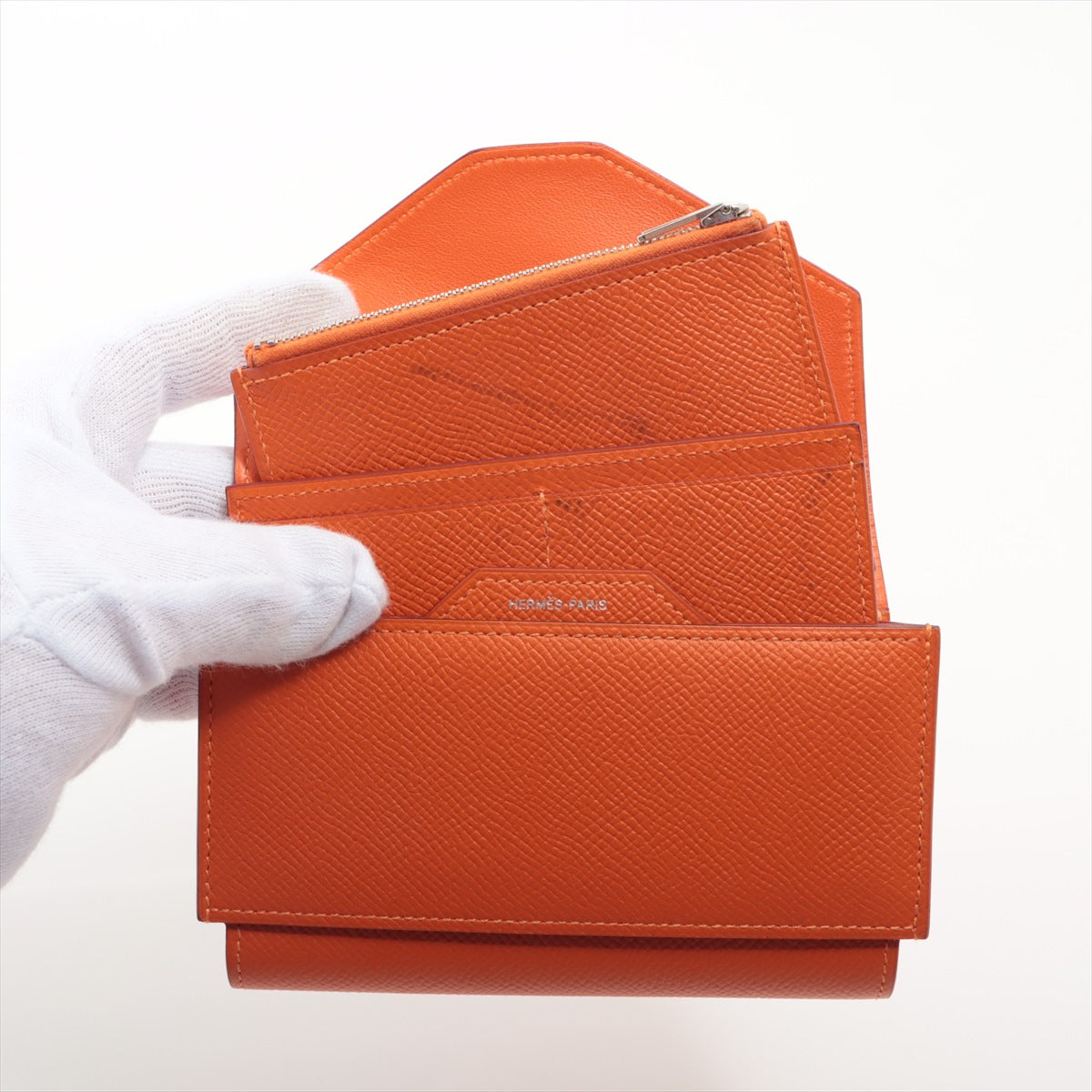 Hermès Passant Compact Veau Epsom Wallet Orange Silver Metal fittings X: 2016