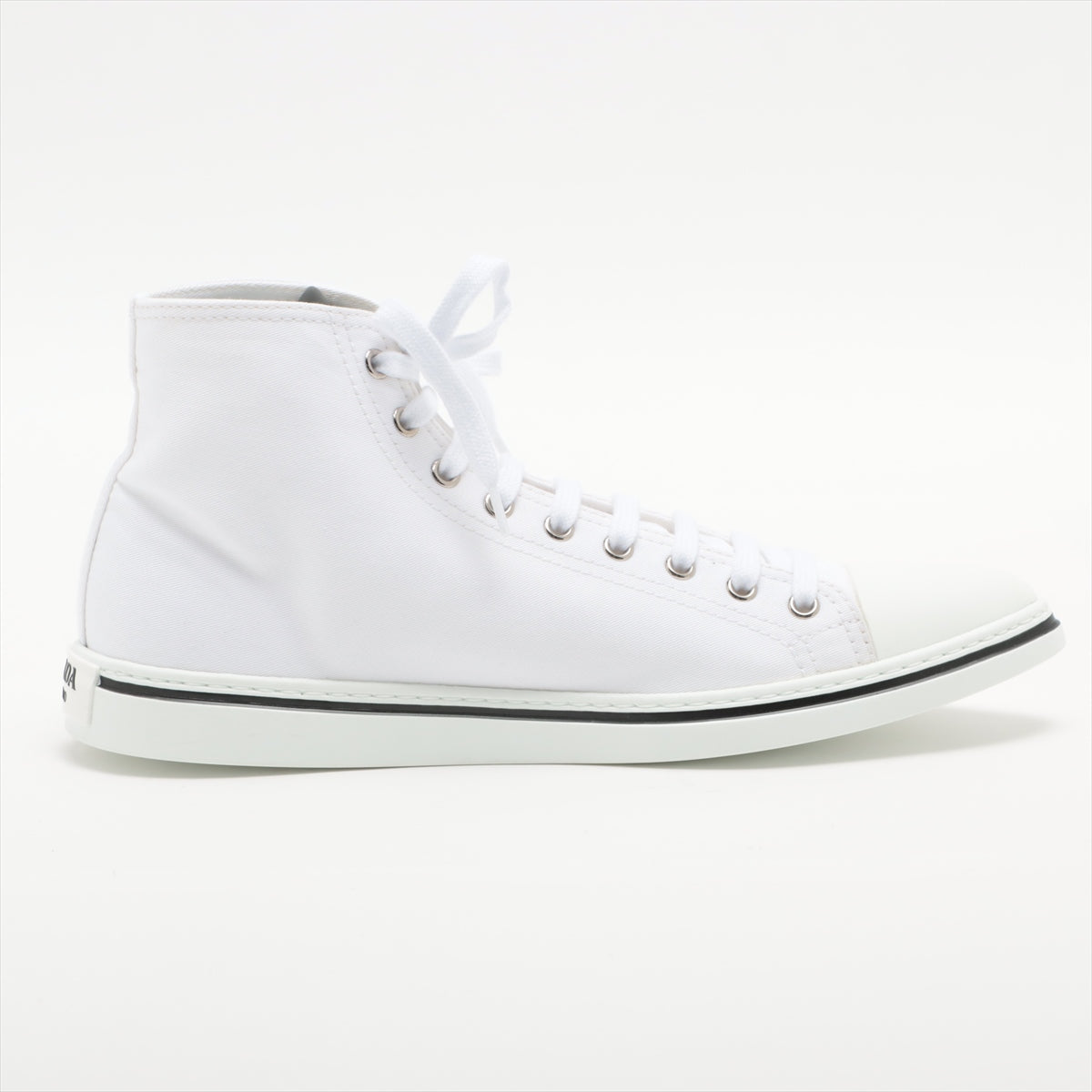 Prada canvas High-top Sneakers 6 1/2 Men's White 2TG177 Pointed toe