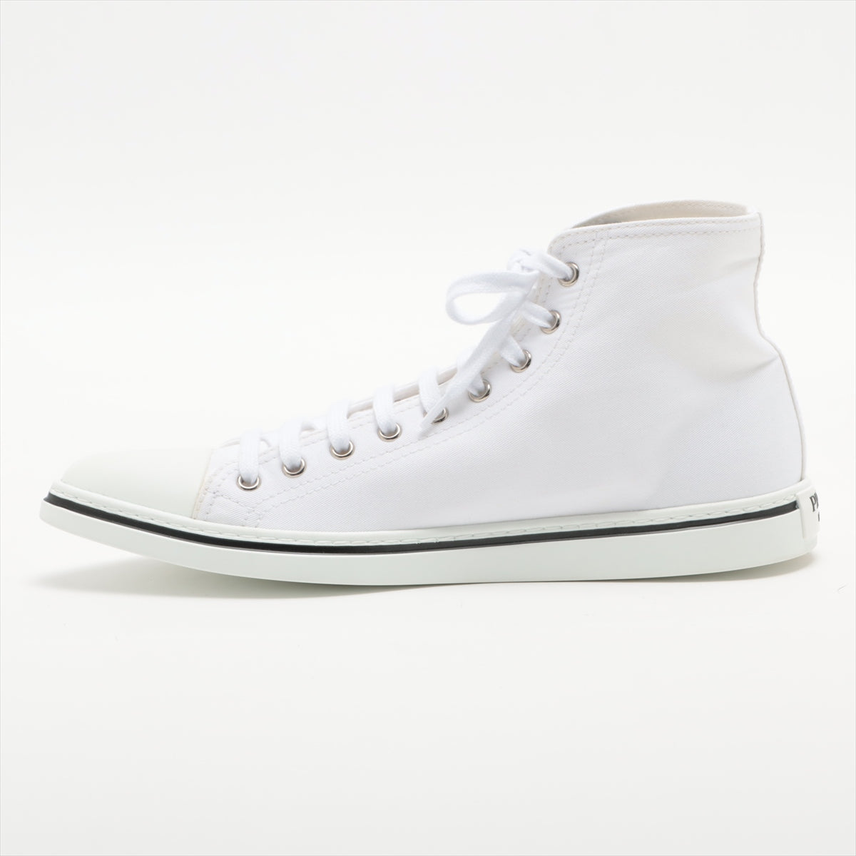 Prada canvas High-top Sneakers 6 1/2 Men's White 2TG177 Pointed toe