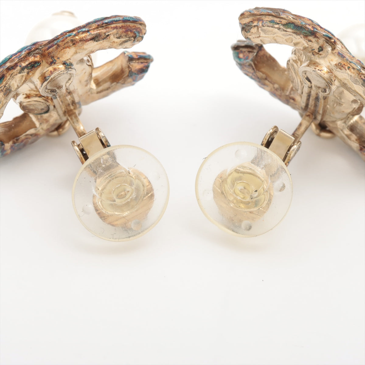 Chanel Coco Mark C21A Earrings (for both ears) GP×inestone Champagne Gold