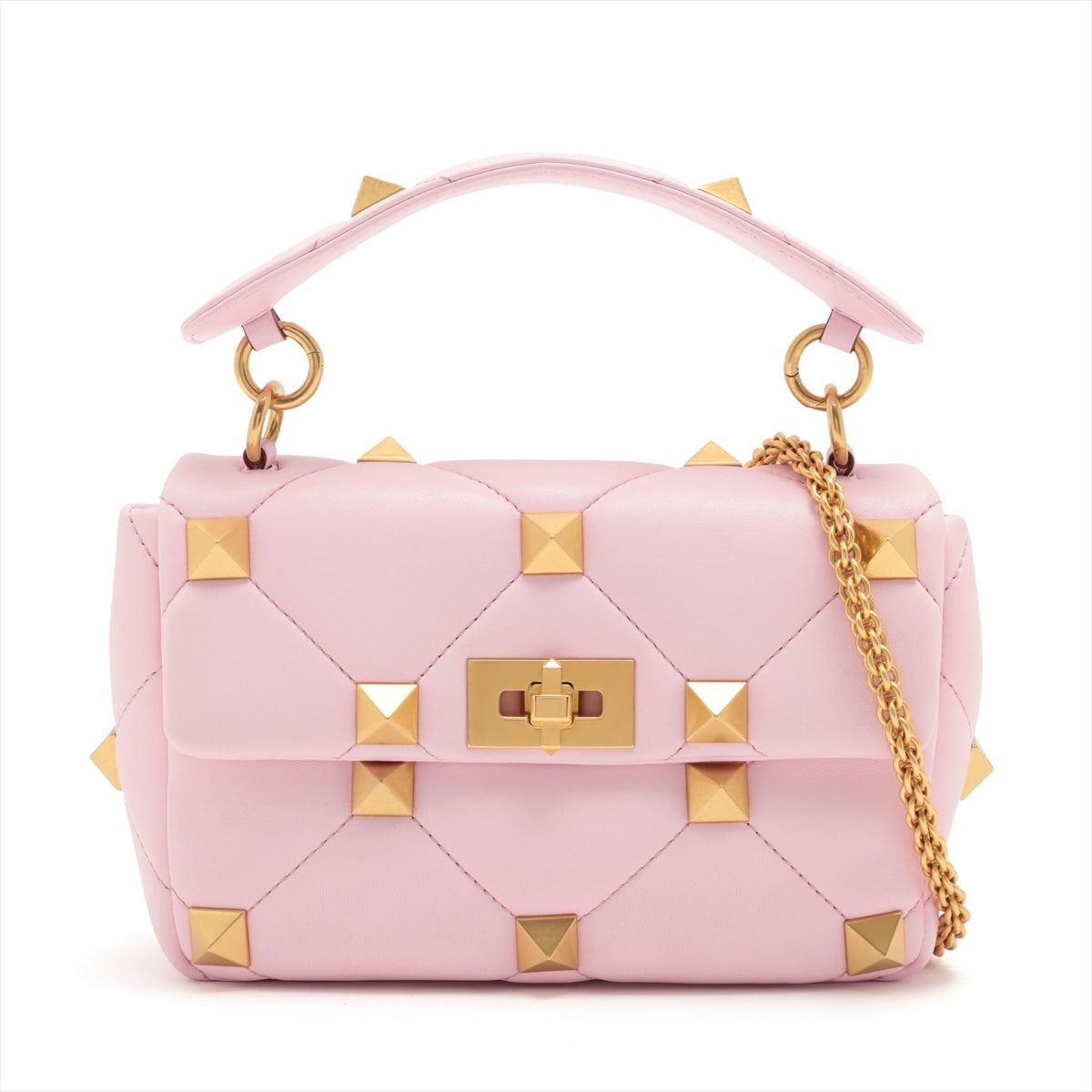Valentino Garavani Rock Studs leather x studs 2way handbag Pink