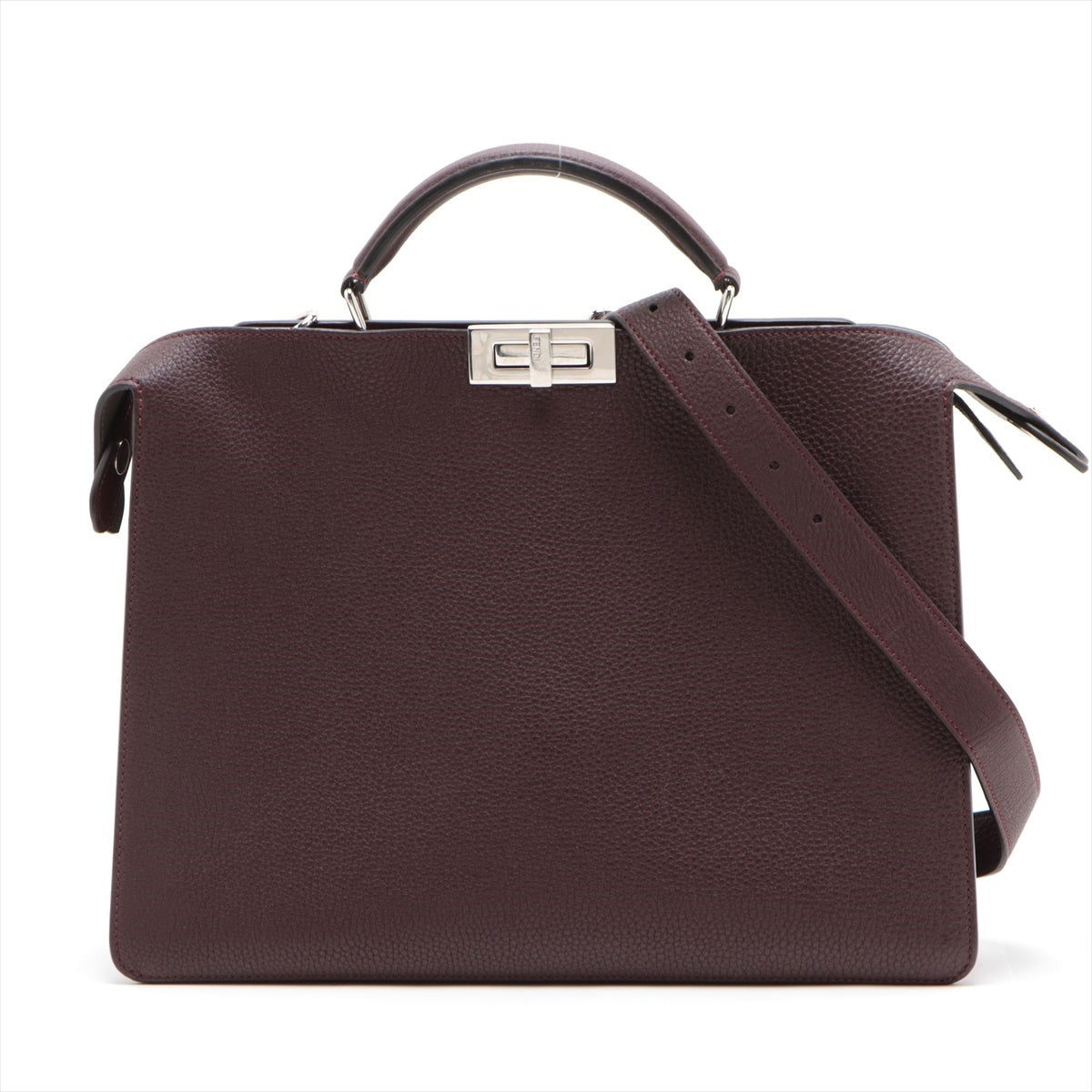 Fendi Peek-a-boo ICU Co., Ltd. Medium Leather 2way handbag Wine red 7VA529