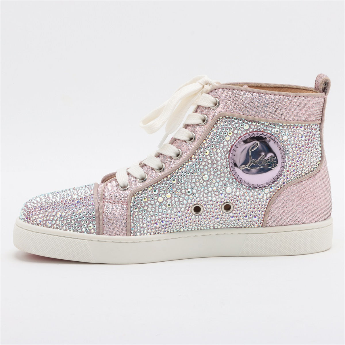 Christian Louboutin Glitter High-top Sneakers 36 1/2 Ladies' Pink Rhinestone