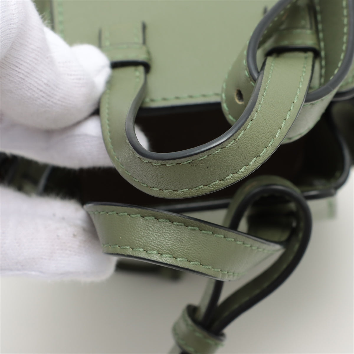 Loewe Hammock Drawstring mini Leather 2way handbag Green