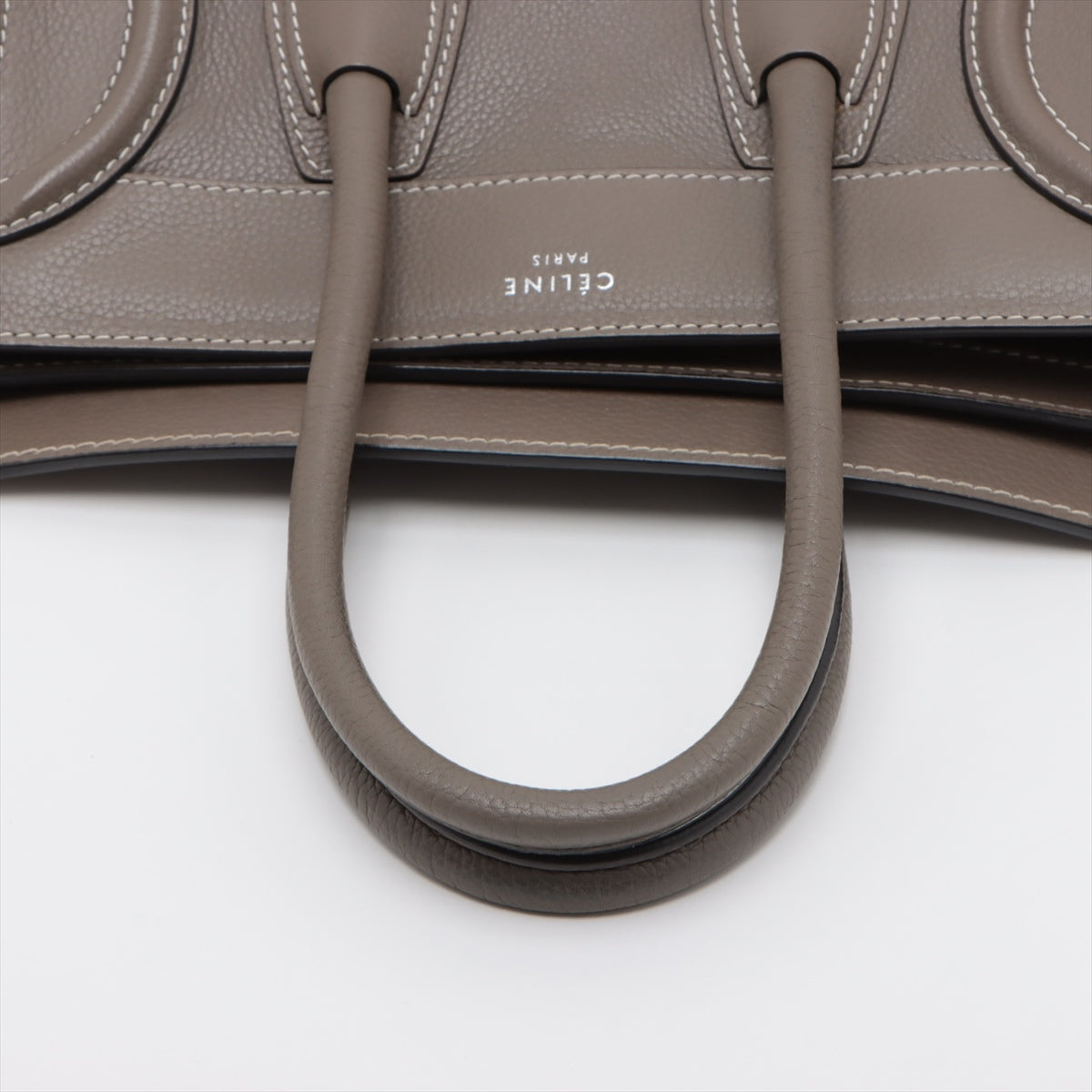 CELINE Luggage Micro Shopper Leather Hand bag Greige