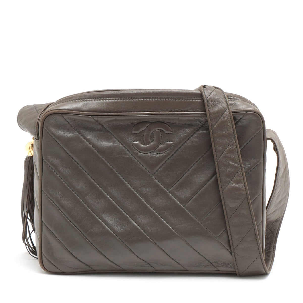 Chanel V Stitch Lambskin Shoulder bag Brown Gold Metal fittings 2XXXXXX