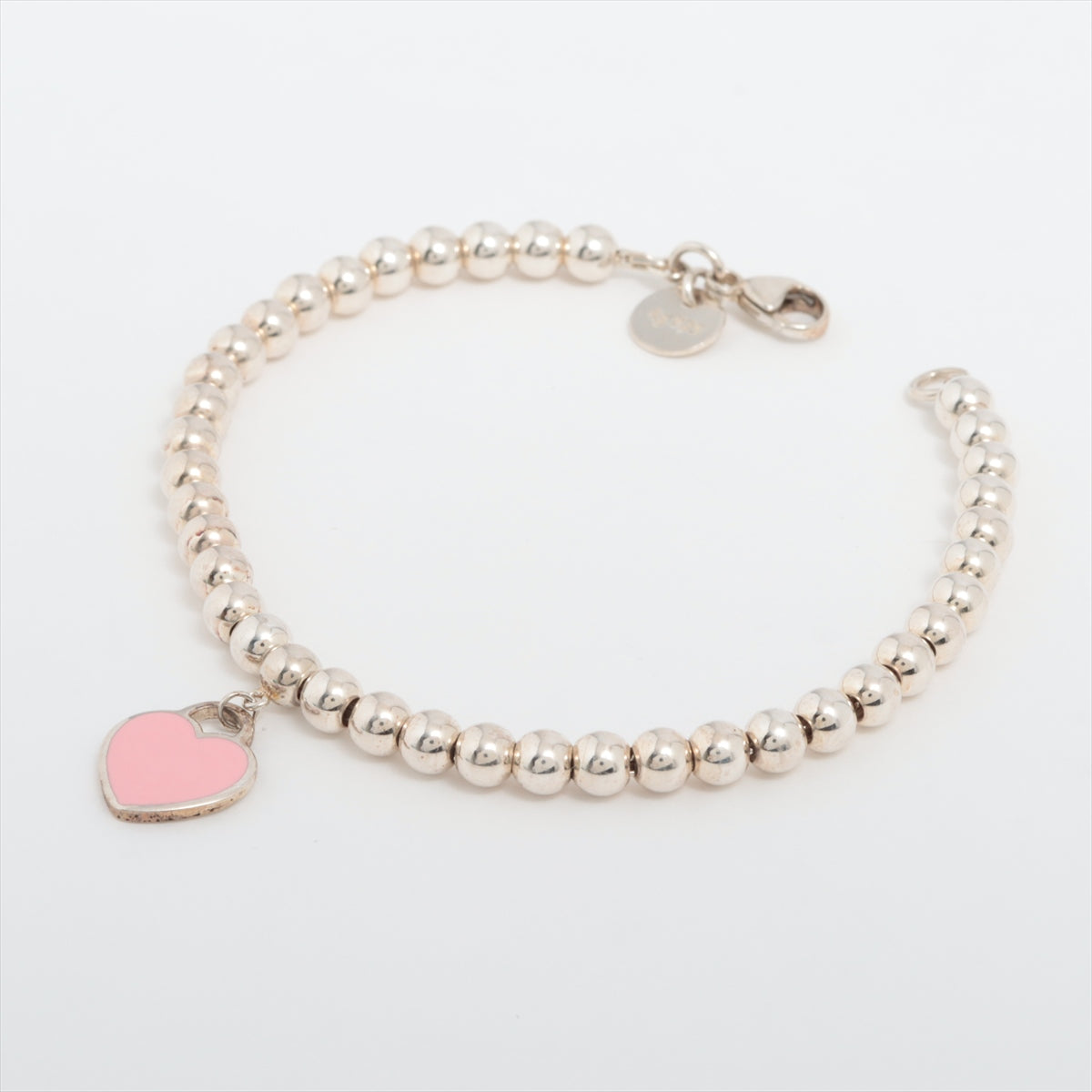 Tiffany Return To Tiffany Heart Tag Bracelet 925 4.9g Silver×Pink