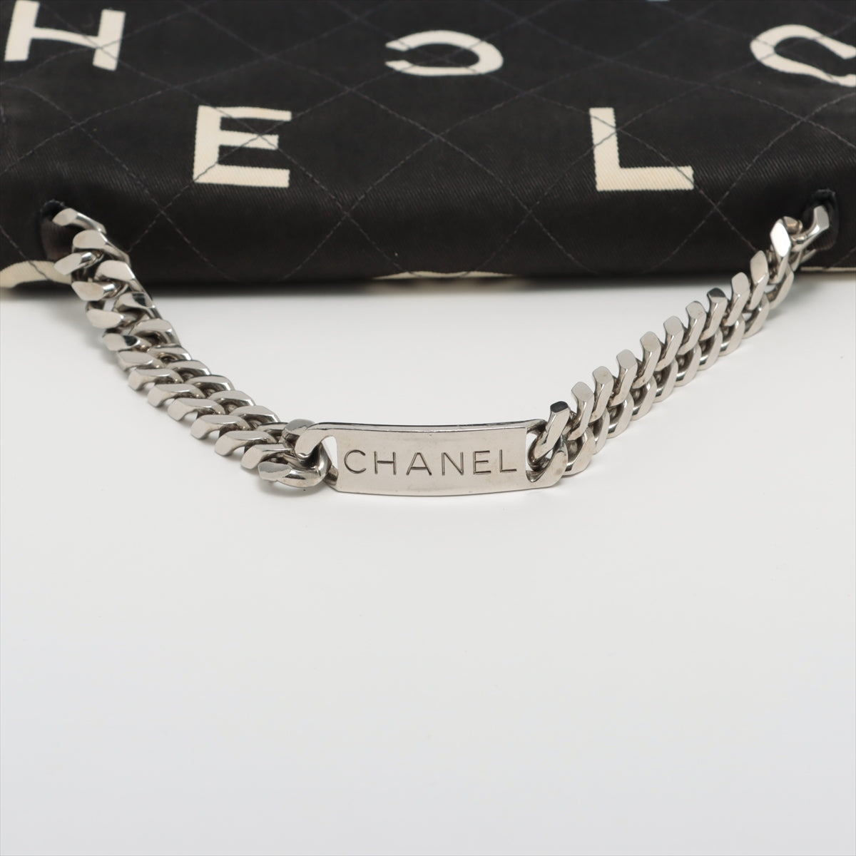 Chanel Coco Mark canvas Chain handbag Black Silver Metal fittings 4XXXXXX