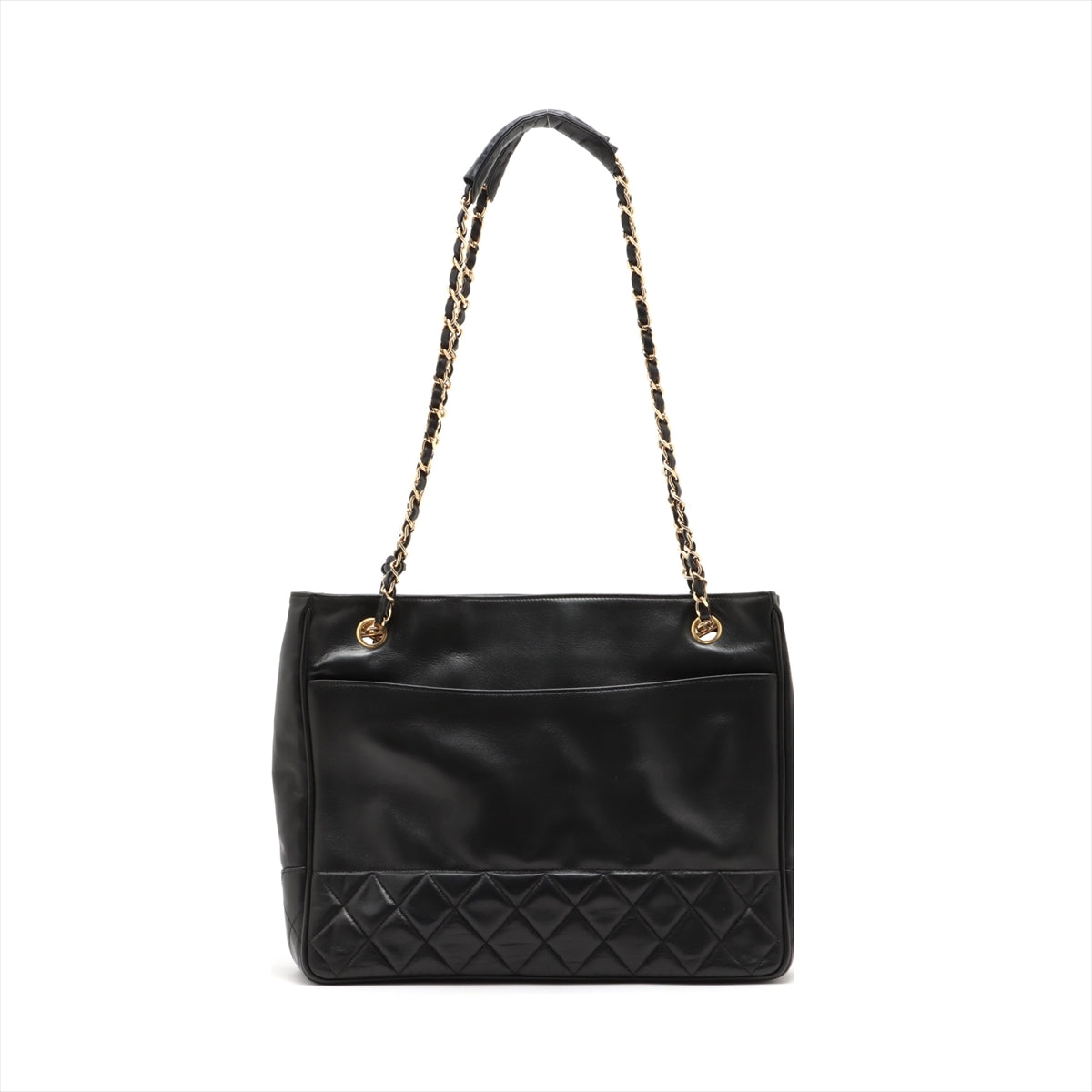 Chanel Matelasse Lambskin Chain tote bag Black Gold Metal fittings 0 series