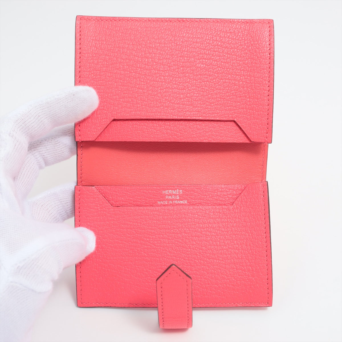 Hermès Bearn Chevre myzore Card Case Pink Silver Metal fittings B: 2023