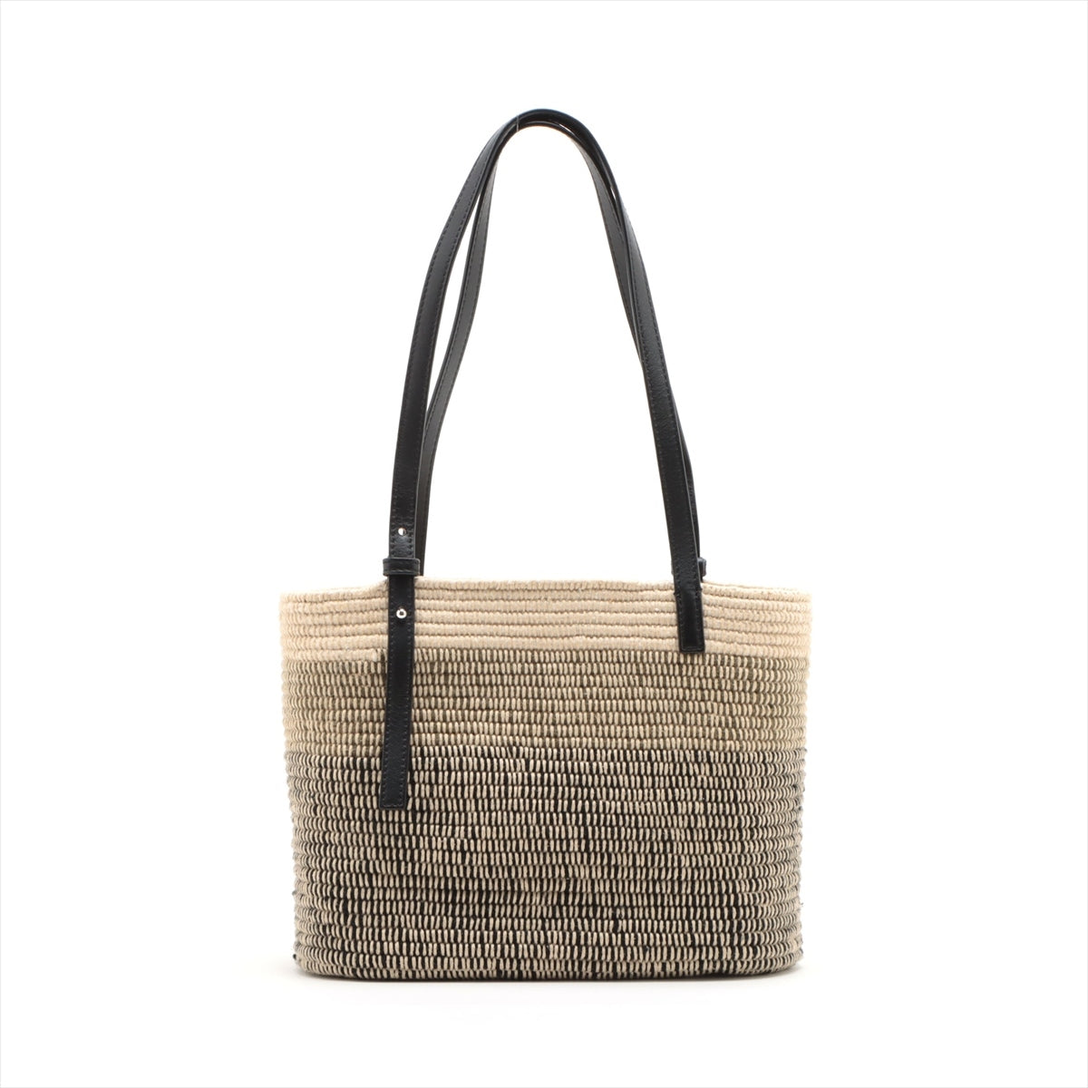 Loewe Anagram square basket small Wool & leather Straw bag black x beige
