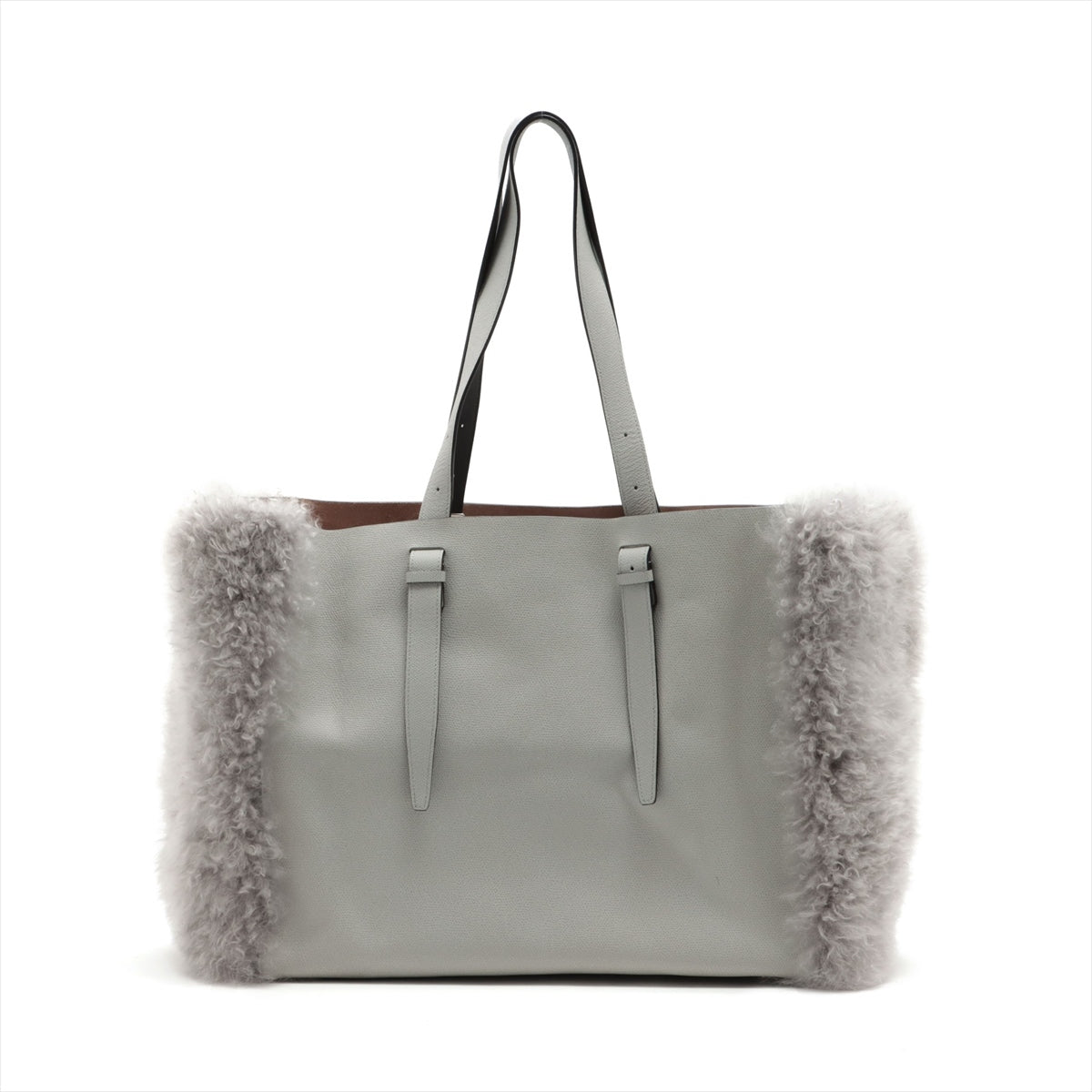 Valextra Fur × Leather Tote bag Grey