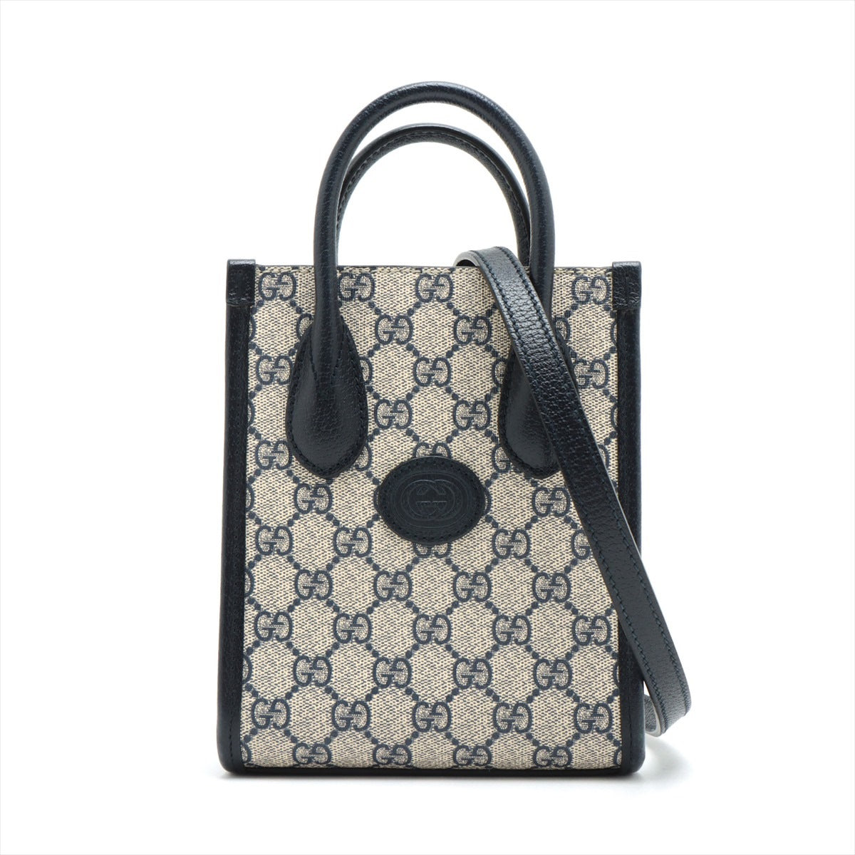 Gucci GG Supreme PVC & leather 2way handbag Navy blue 671623