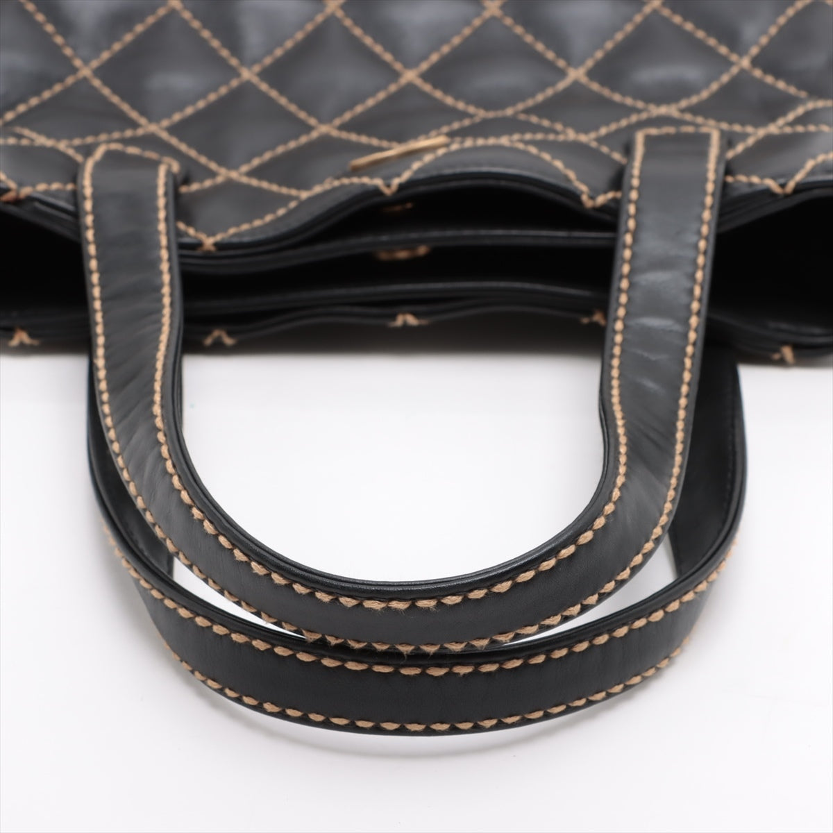 Chanel Wild Stitch Leather Hand bag Black matte gold hardware 7XXXXXX