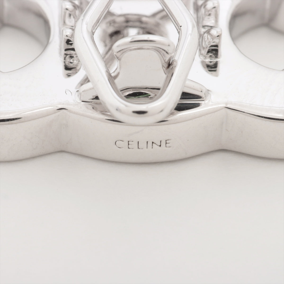 CELINE Triomphe Hair clip GP×inestone Silver