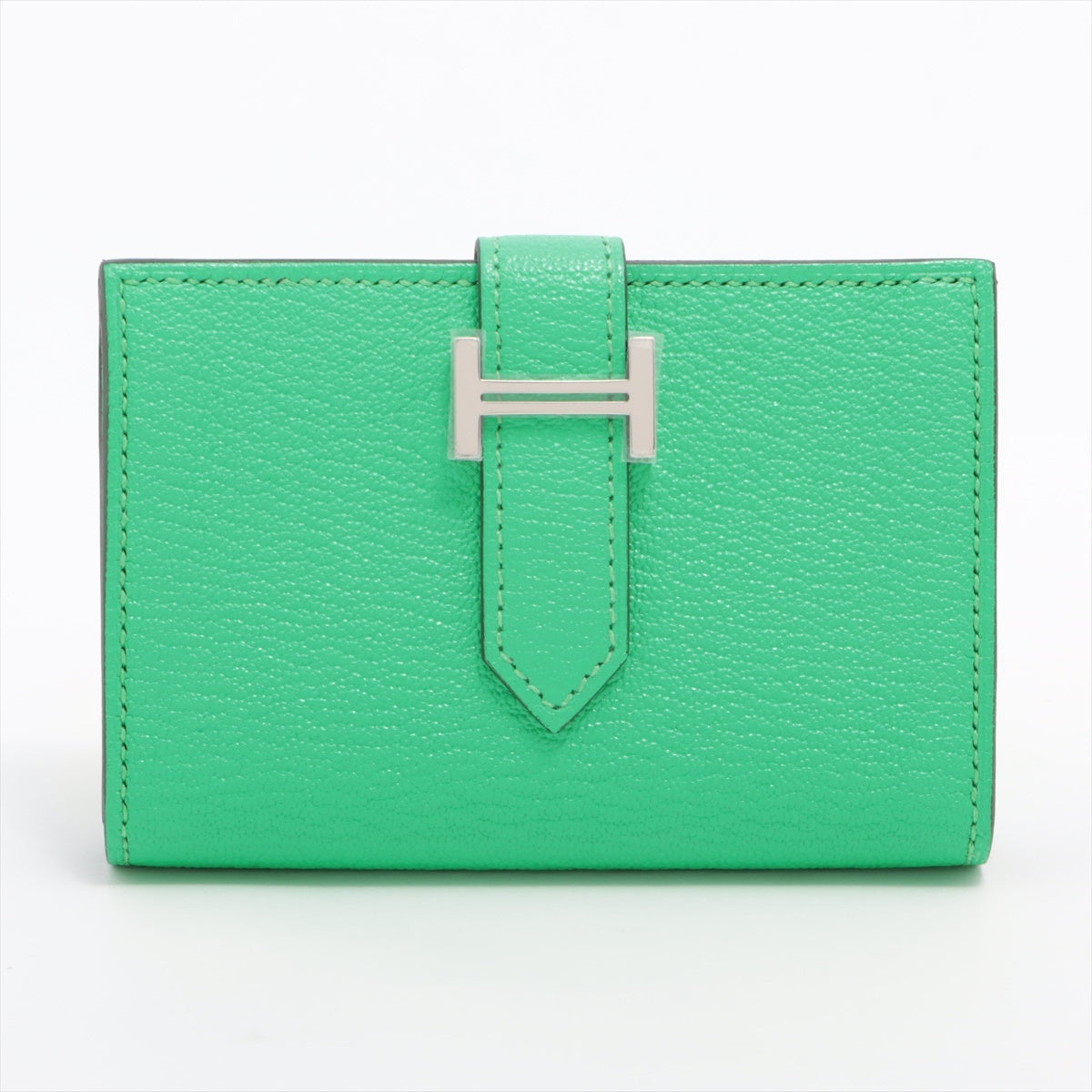 Hermès Bearn Mini Chevre myzore Card case Green Silver Metal fittings B: 2023 Card Case