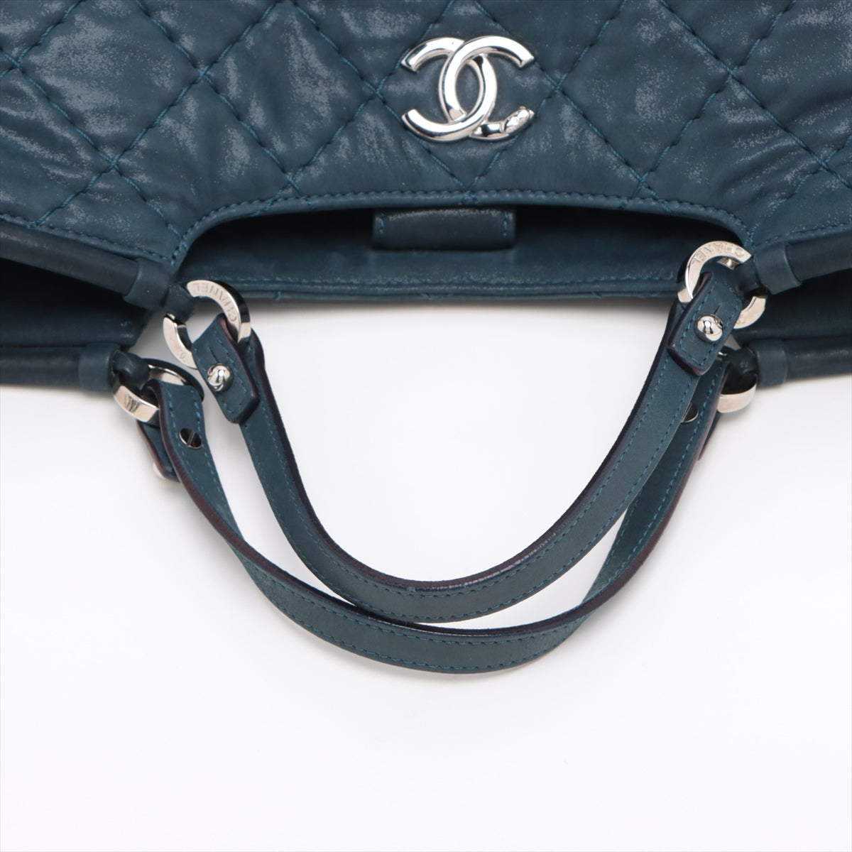 Chanel Wild Stitch Coating canvas Hand bag Blue Silver Metal fittings 16XXXXXX