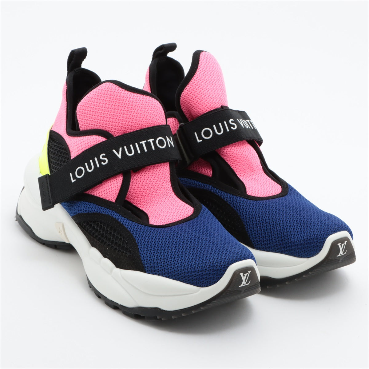 Louis Vuitton Run 55 line 22 years Leather x mesh Sneakers 40 Ladies' Multicolor GO0212