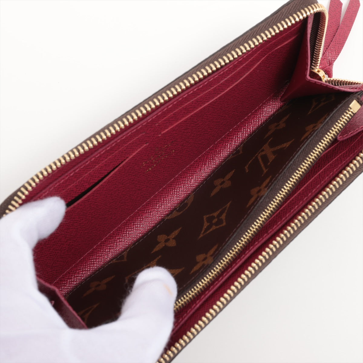 Louis Vuitton Monogram Portofeuille Clemence M60742 Fuschia Round-Zip-Wallet responsive RFID