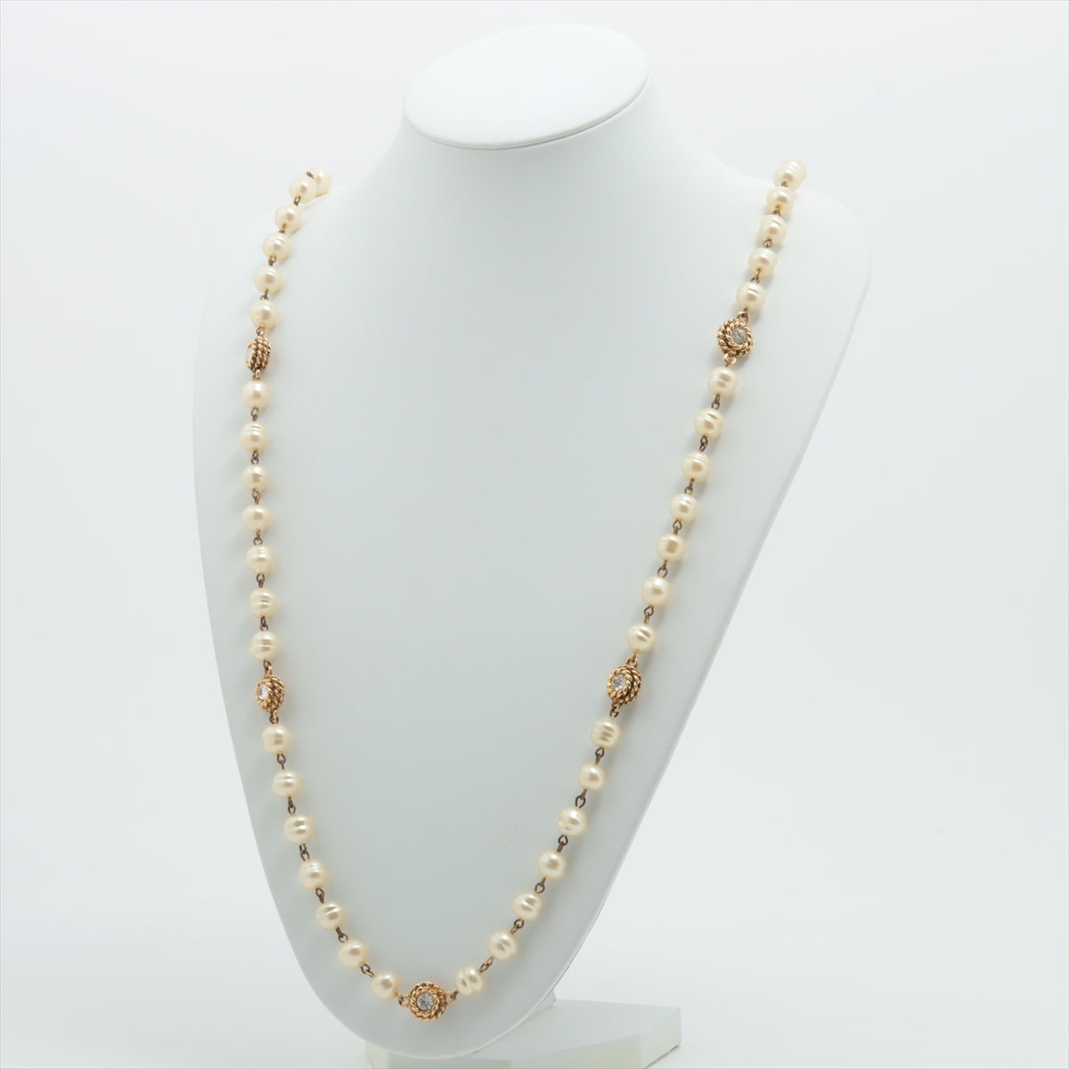 Chanel Coco Mark Necklace GP x rhinestone x imitation pearl Gold