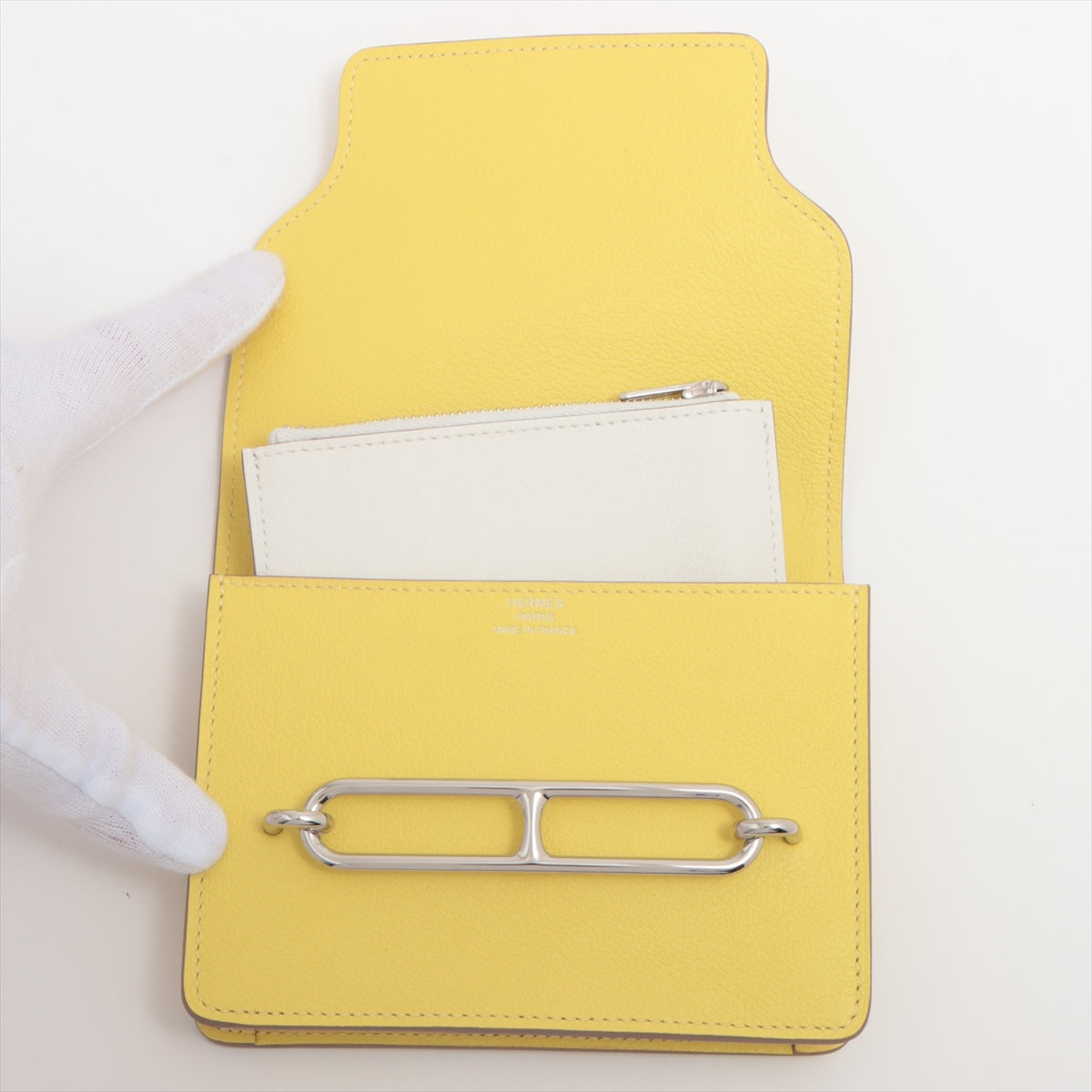 Hermès Louris Slim Ever color Wallet Yellow Silver Metal fittings U: 2022