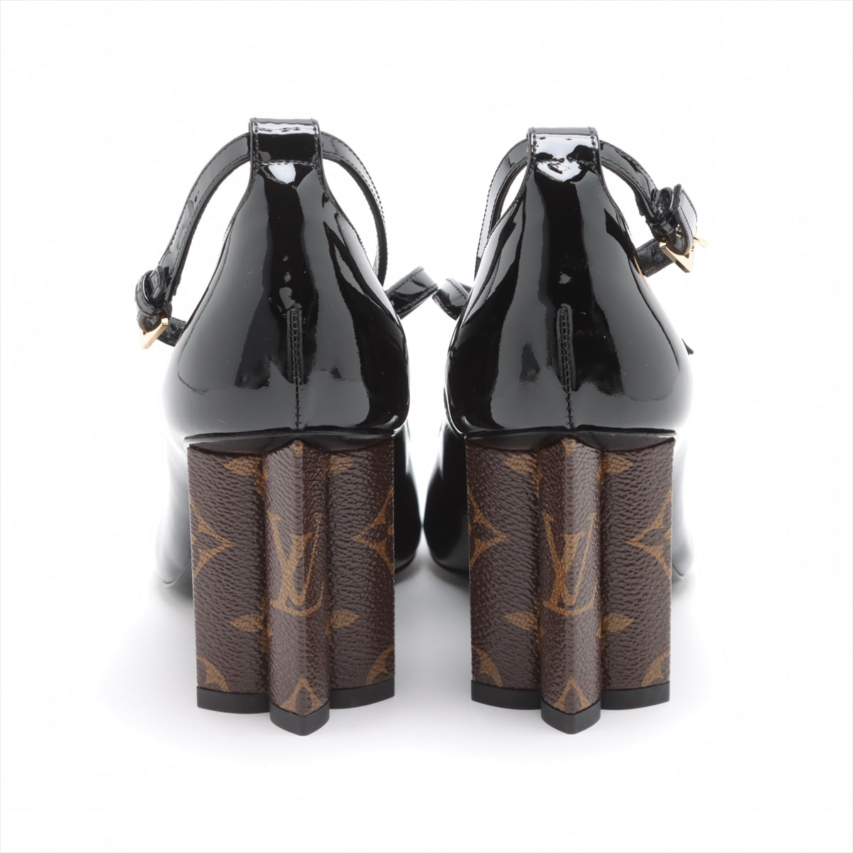 Louis Vuitton 18 years Patent leather Strap Pumps 36 Ladies' Black BR1108 Monogram