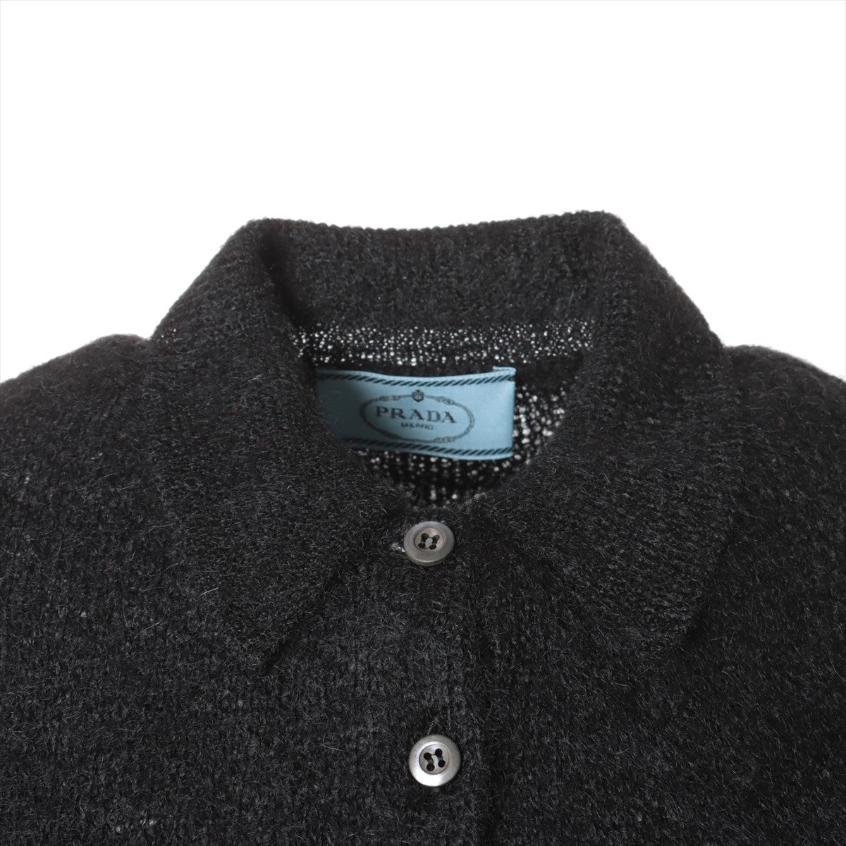 Prada 21AW Mohair x nylon x wool Knit 40 Ladies' Black  Polo shirt Pullover P24L1I