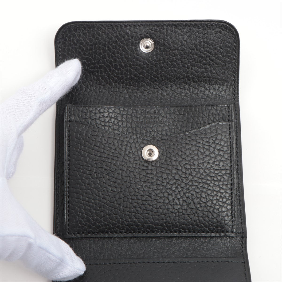 Hermès Iliad Vache Card Case Black Silver Metal fittings B: 2023
